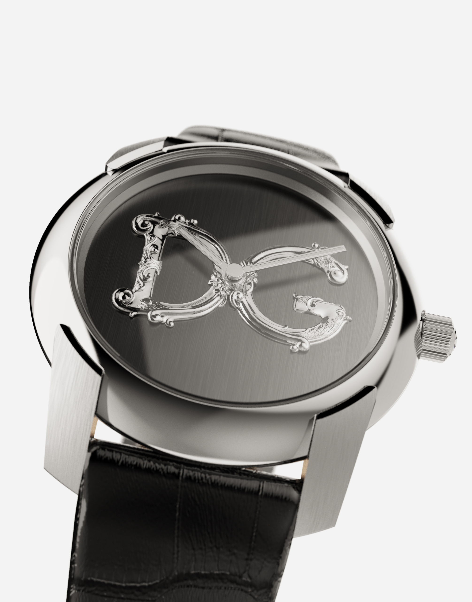 DOLCE & GABBANA DG7 BAROCCO WATCH WITH BLACK ALLIGATOR STRAP