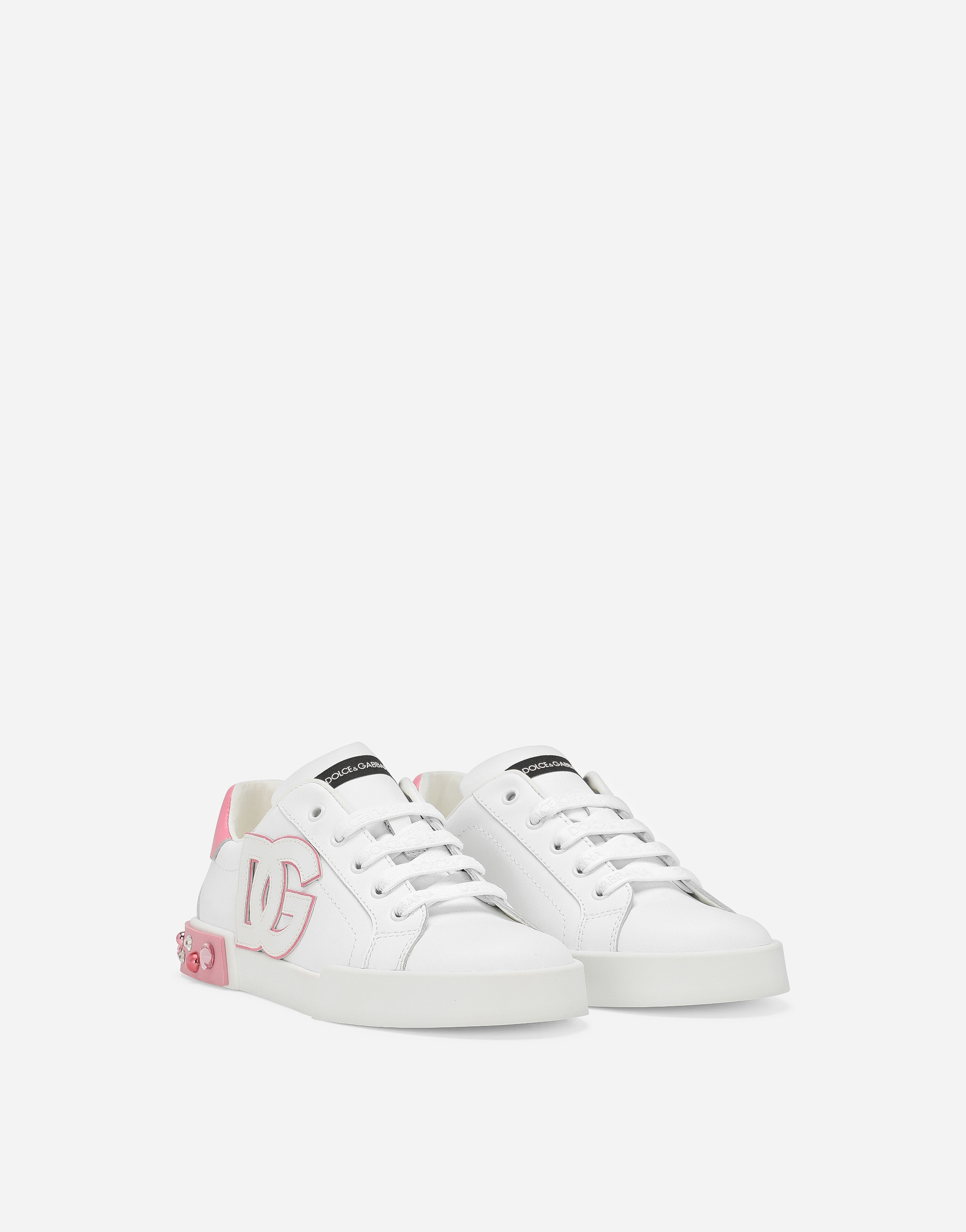 Dolce & Gabbana Calfskin Portofino Sneakers In White