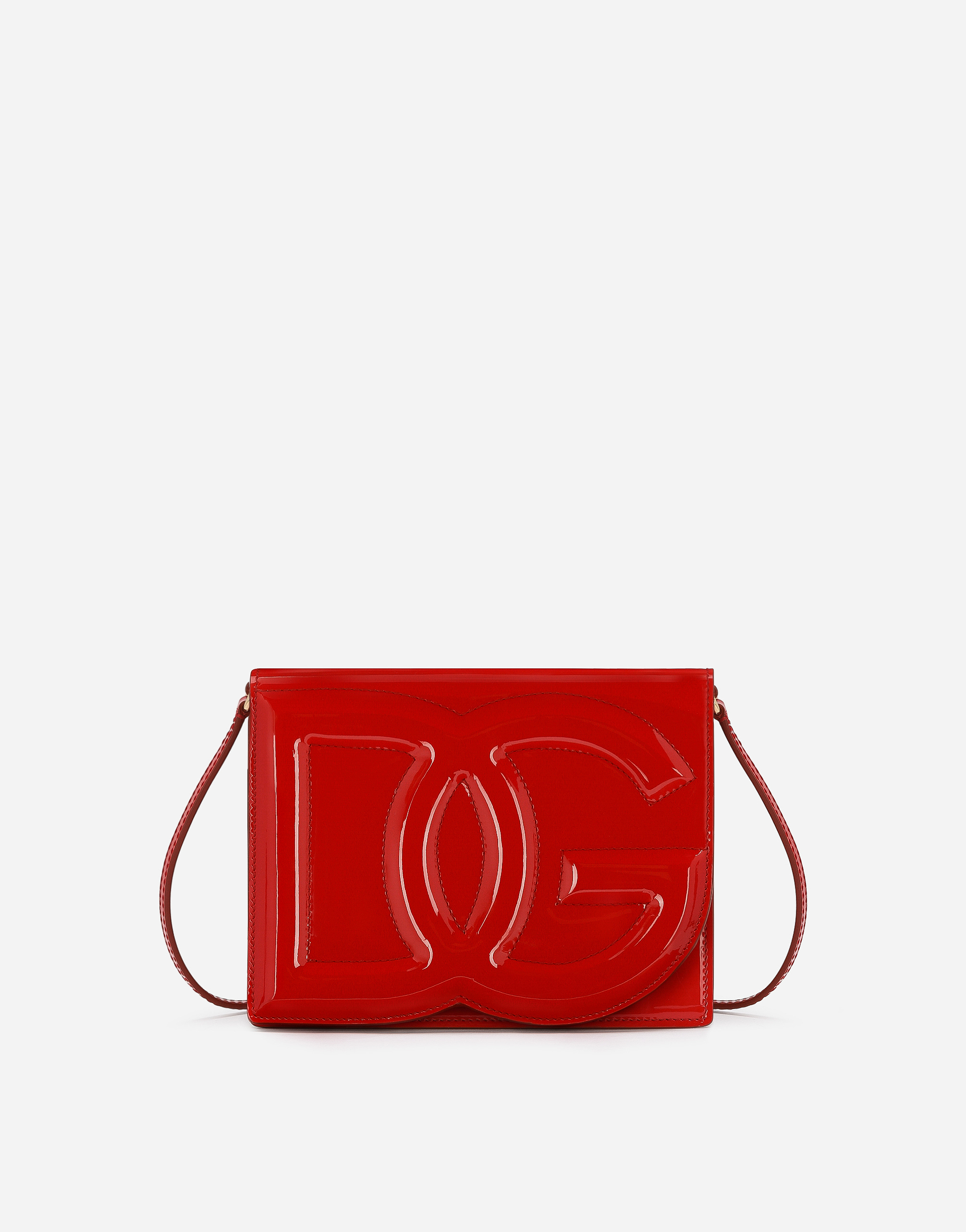Dolce & Gabbana Patent Leather Crossbody Bag With Logo In Red
