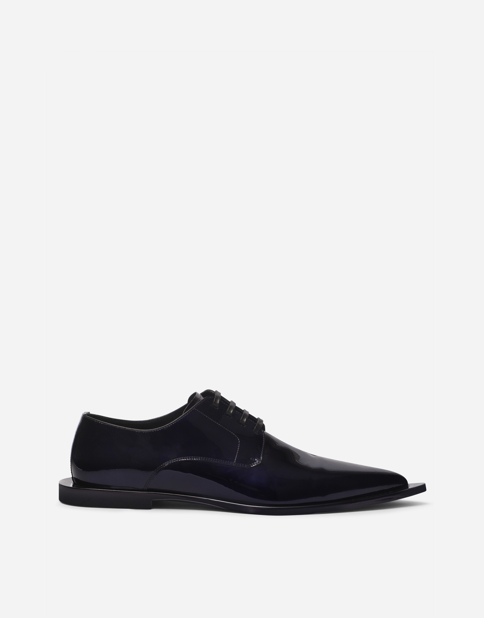 DOLCE & GABBANA METALLIC PATENT LEATHER DERBY SHOES