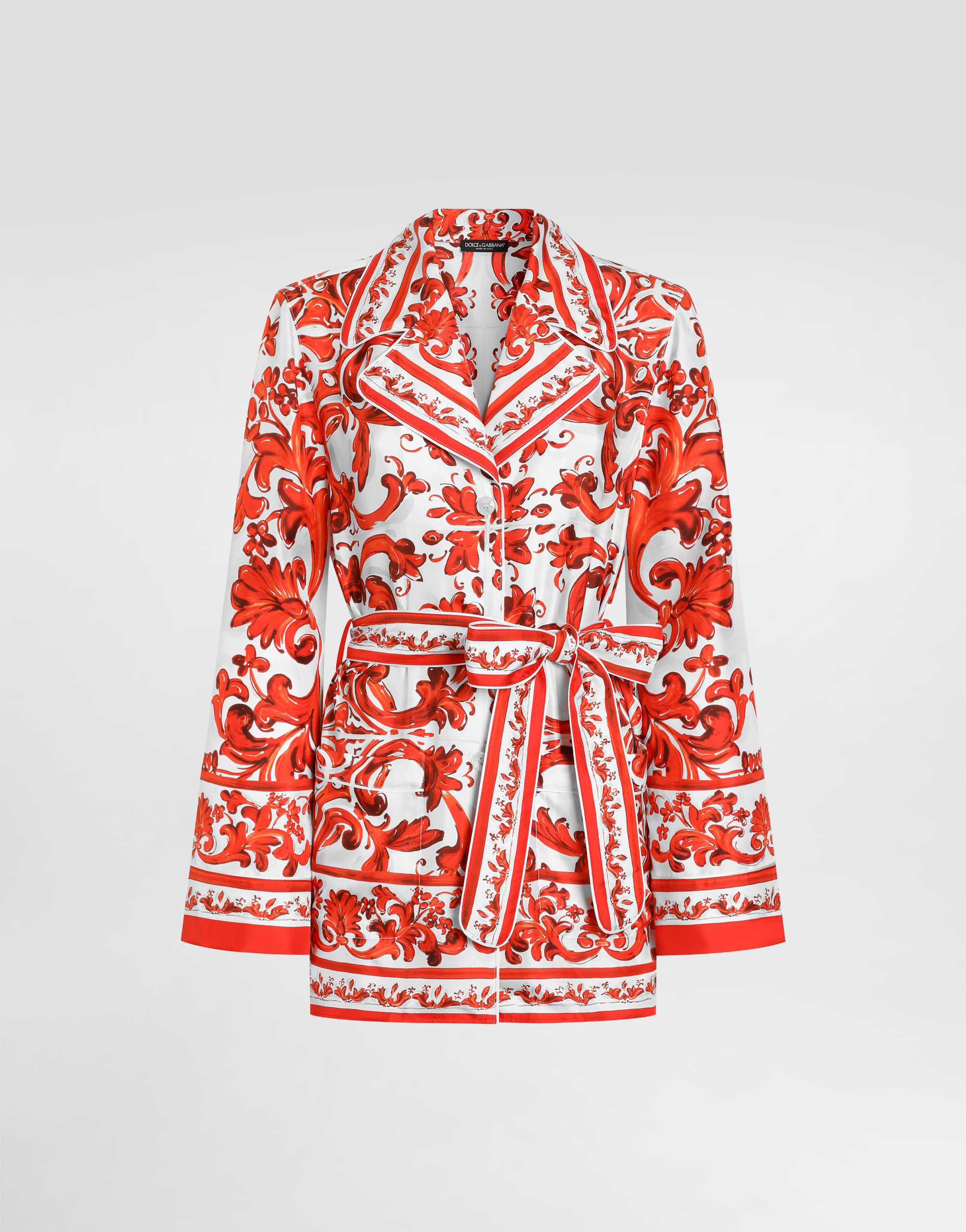 Majolica-print silk vanity shirt in Multicolor for Women