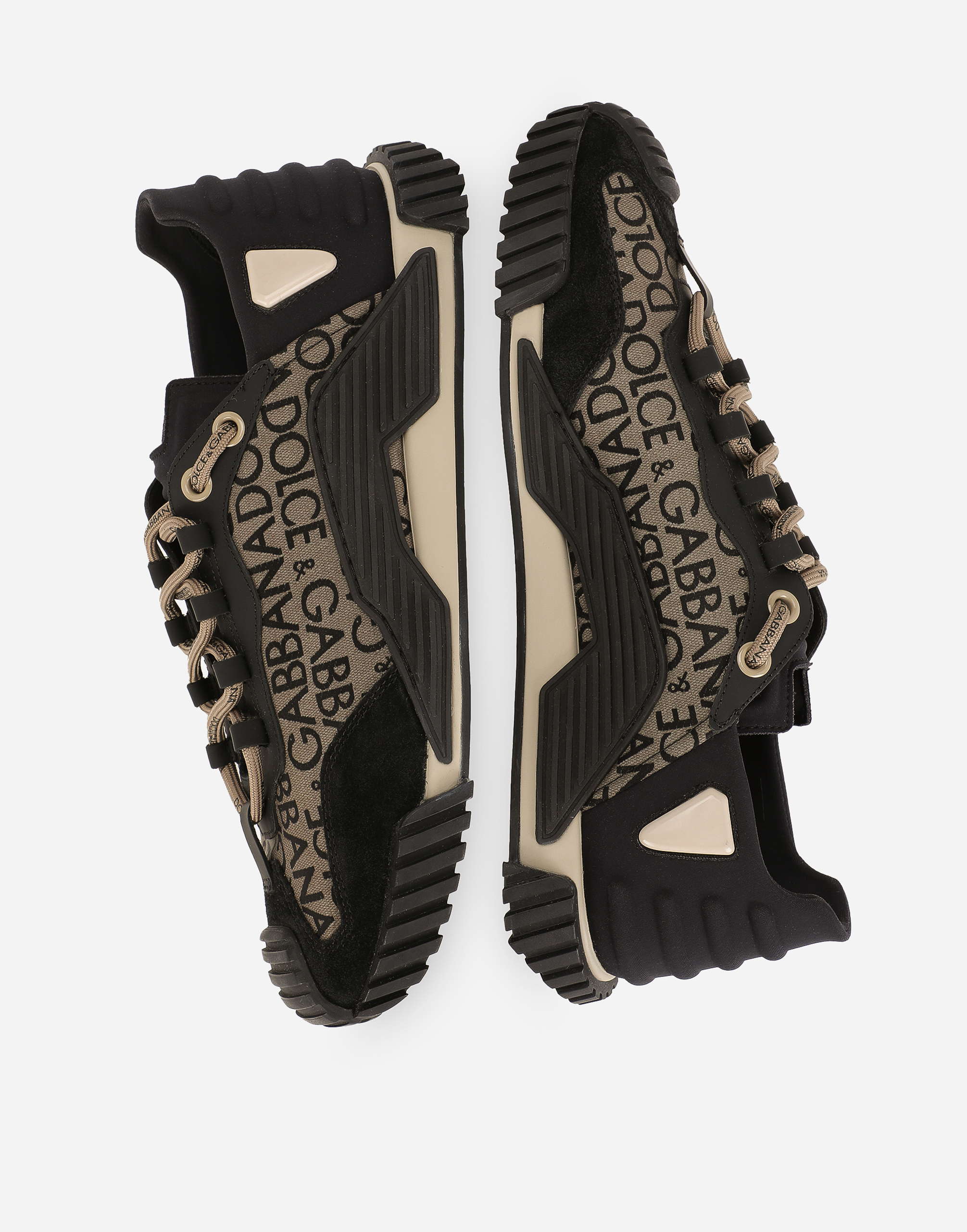 Shop Dolce & Gabbana Printed Nylon Ns1 Sneakers In Beige