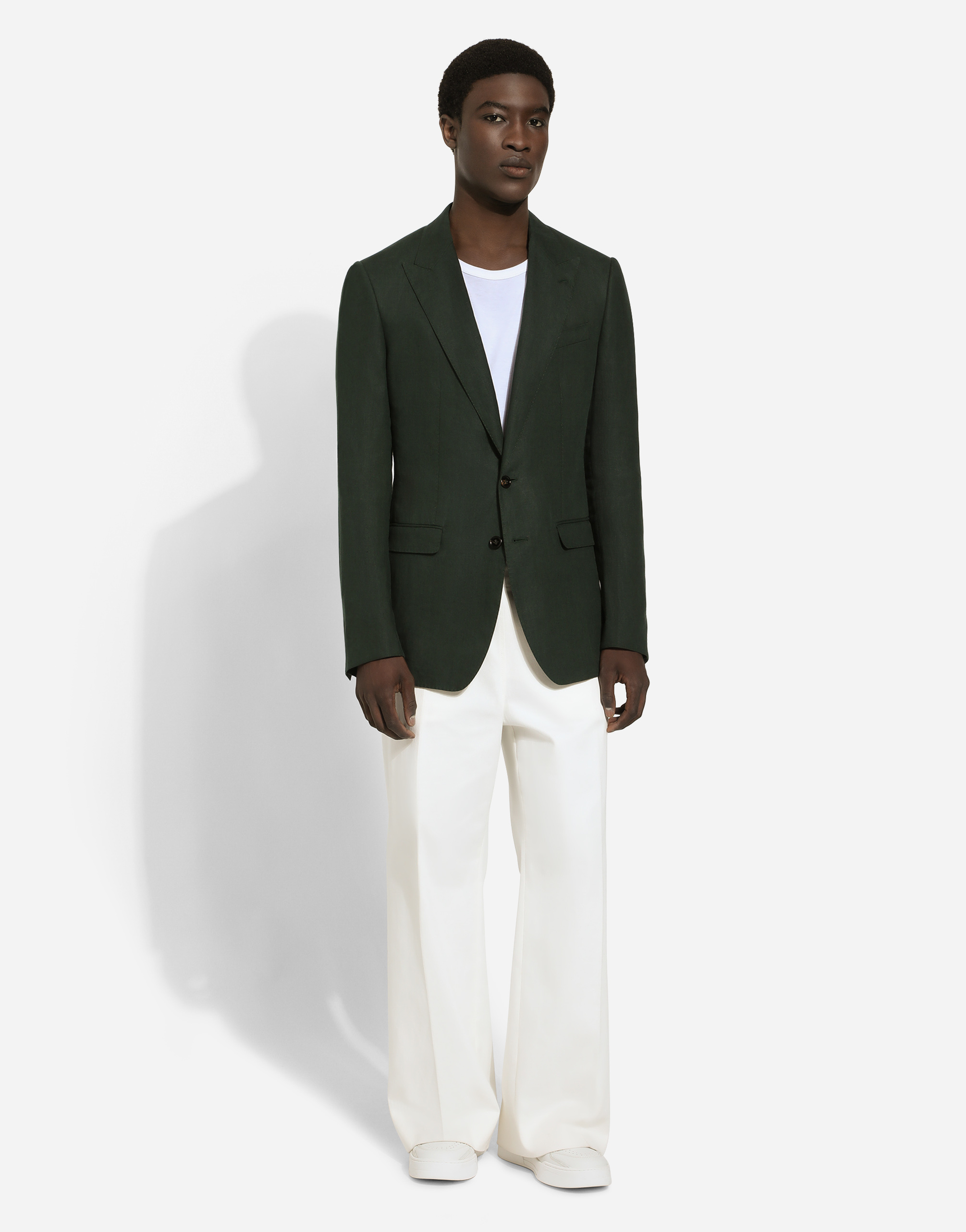 Shop Dolce & Gabbana Single-breasted Linen Taormina-fit Jacket In Green