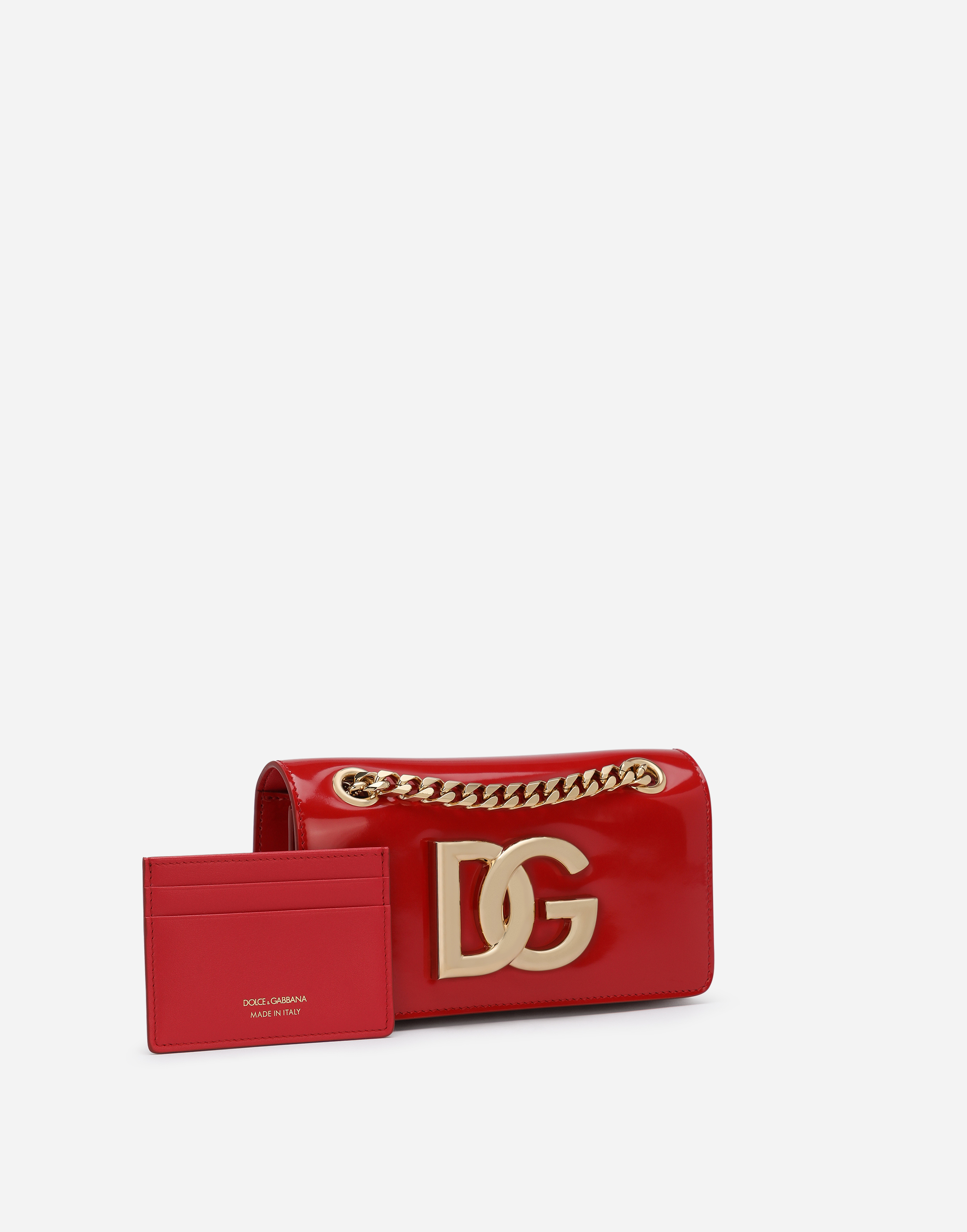 Shop Dolce & Gabbana Polished Calfskin 3.5 Cell Phone Bag In Red