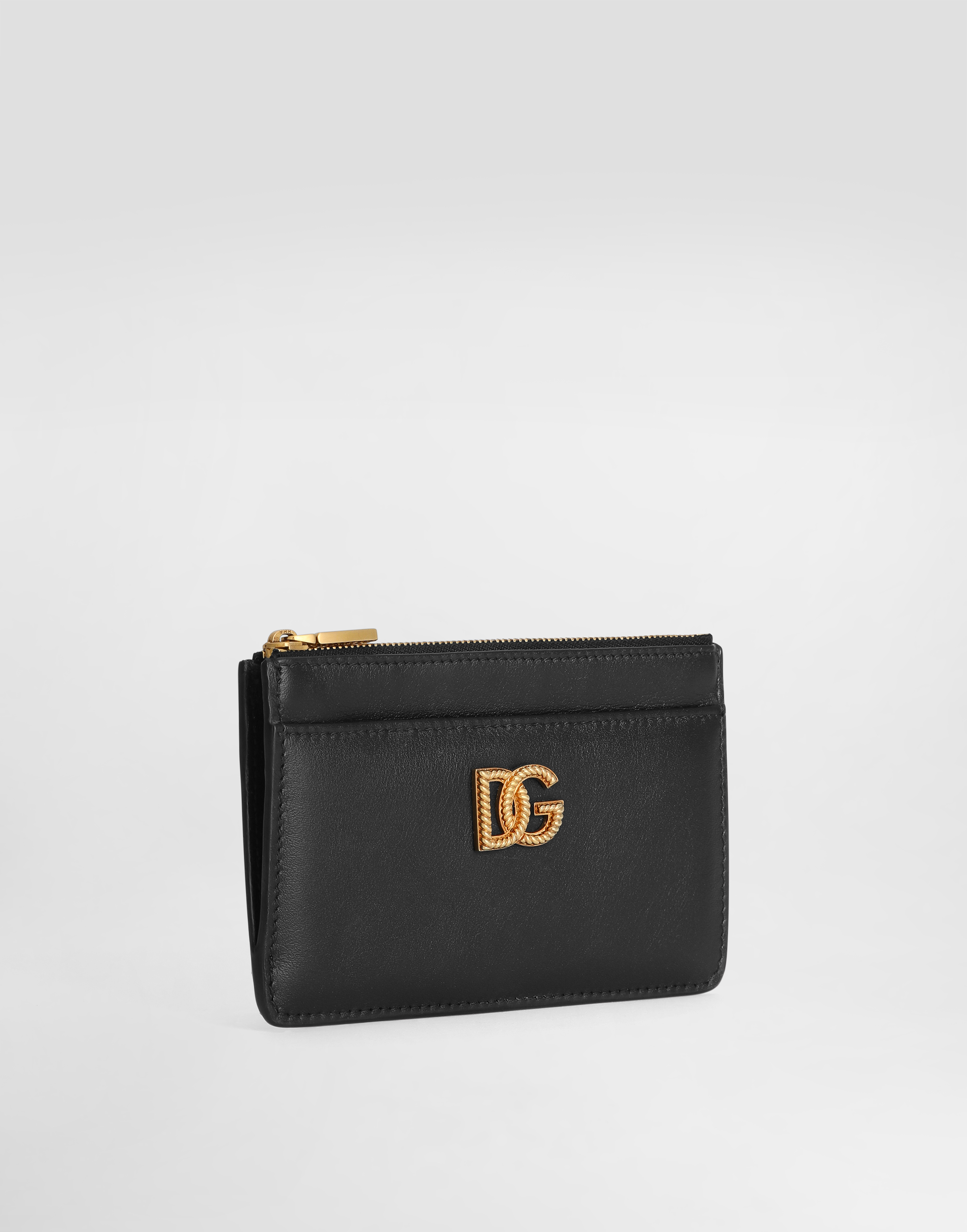 Dolce & Gabbana Calfskin Card Holder With Dg Logo In Black