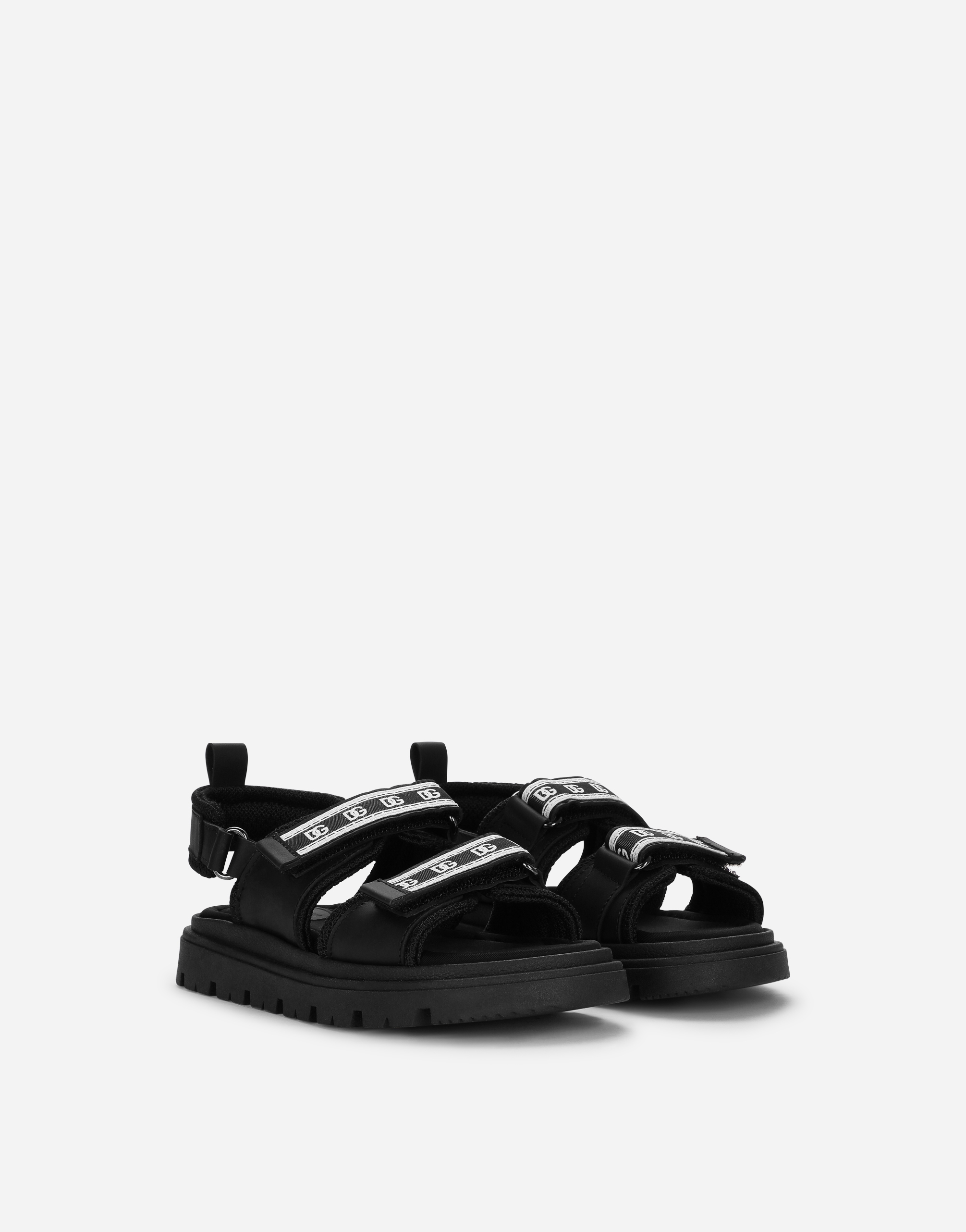 DOLCE & GABBANA CALFSKIN SANDALS WITH DG LOGO TAPE