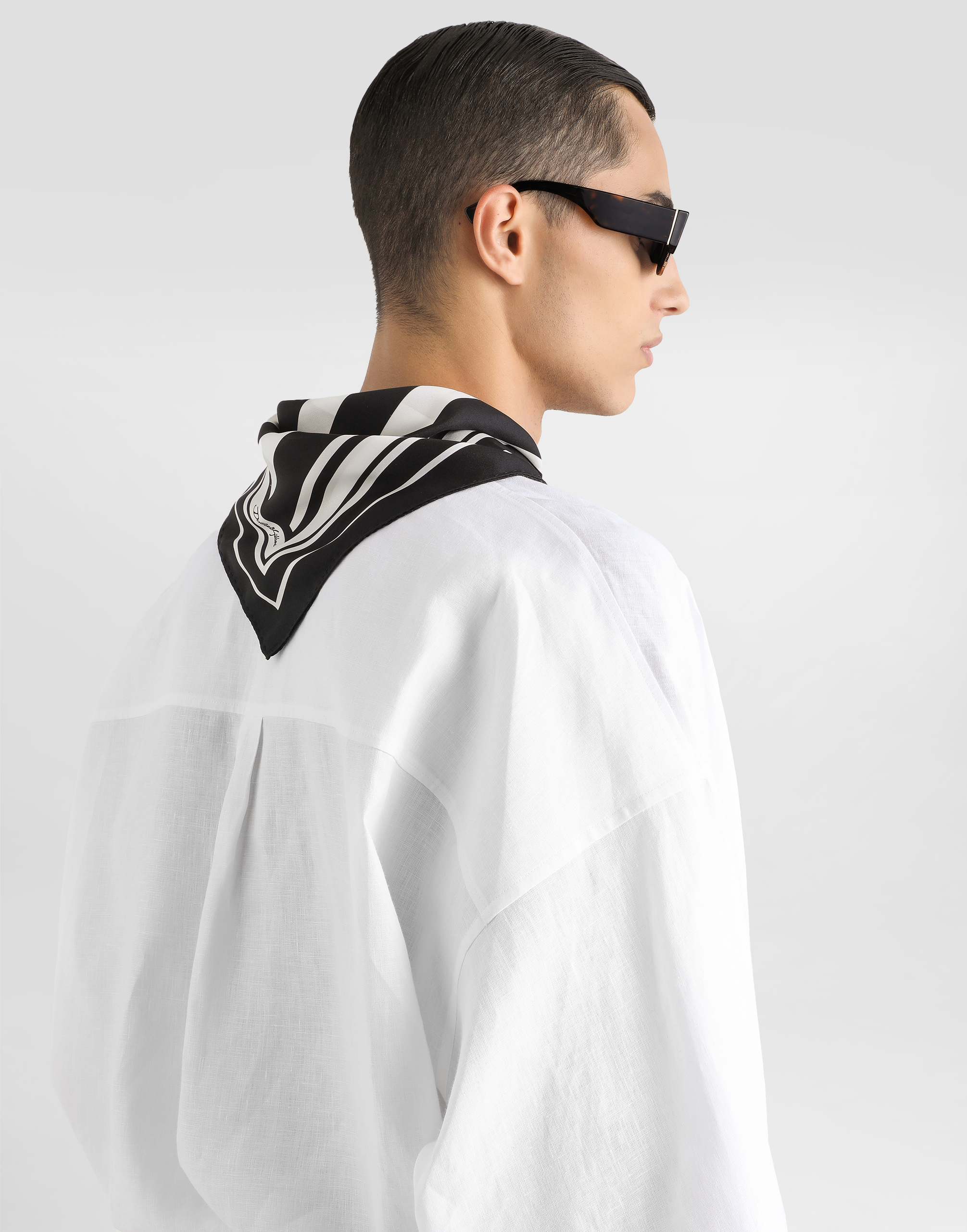 Dolce & Gabbana Long-sleeved Silk Shirt With Pussy-bow In White