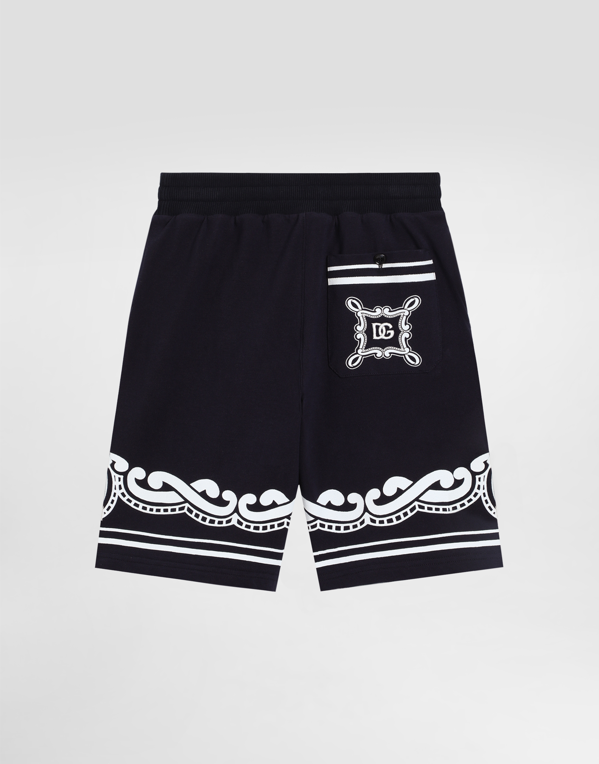Dolce & Gabbana Bermuda In Piquet Con Stampa Bandana In Blu Scurissimo 1