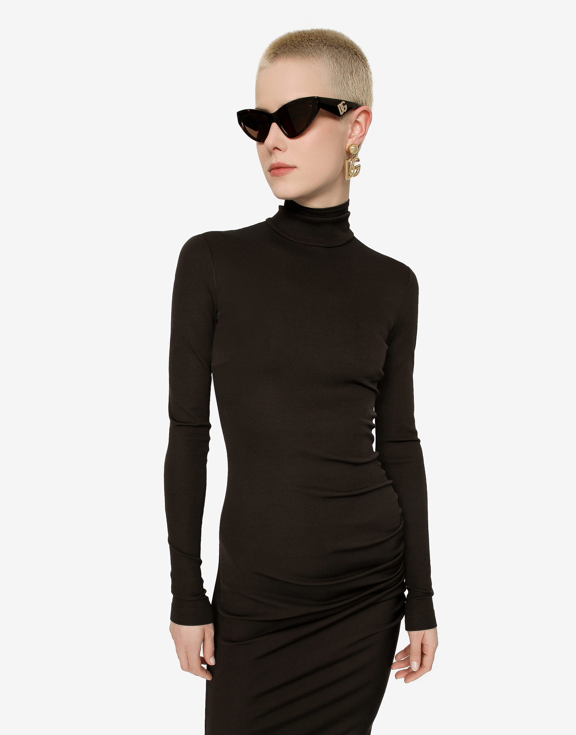 DOLCE & GABBANA LONG JERSEY MILANO RIB DRESS