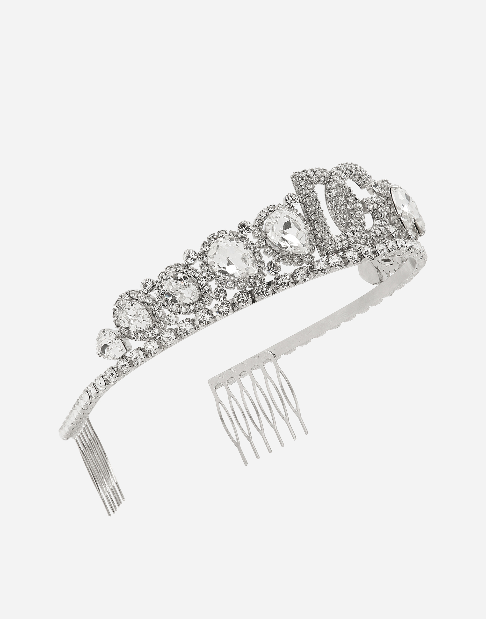 DOLCE & GABBANA DIADEM WITH CRYSTAL EMBELLISHMENT AND DG LOGO