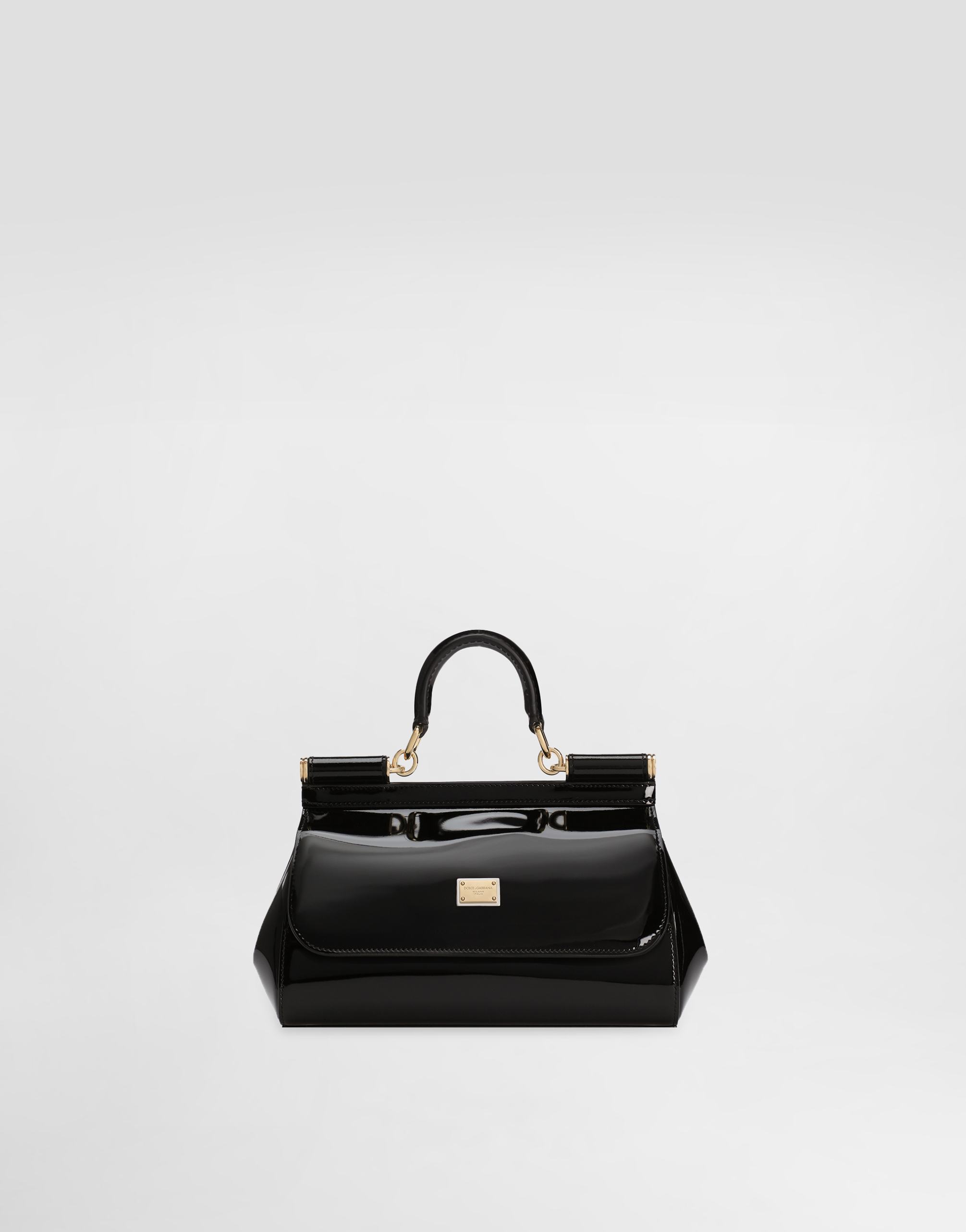 Dolce & Gabbana Small Sicily Bag In Polished Calfskin In Black