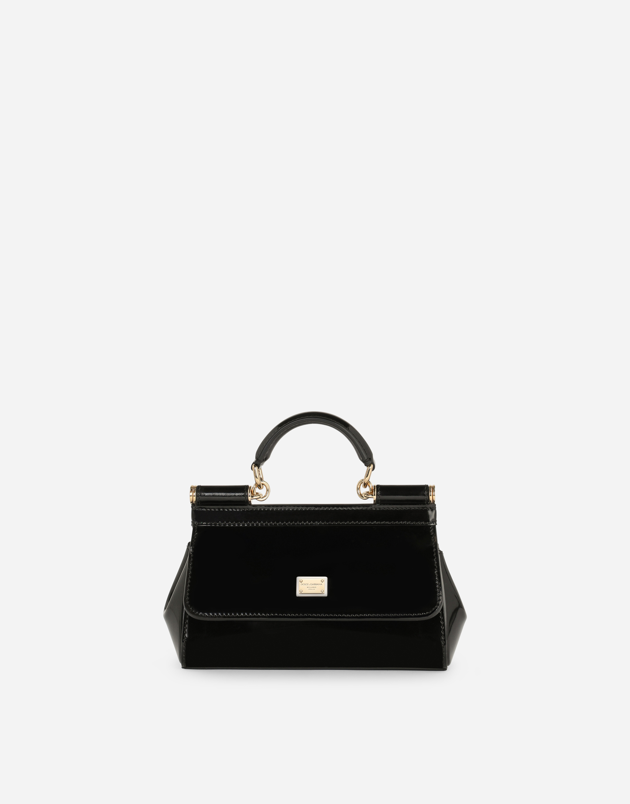 Dolce & Gabbana Small Sicily Bag In Polished Calfskin In Black