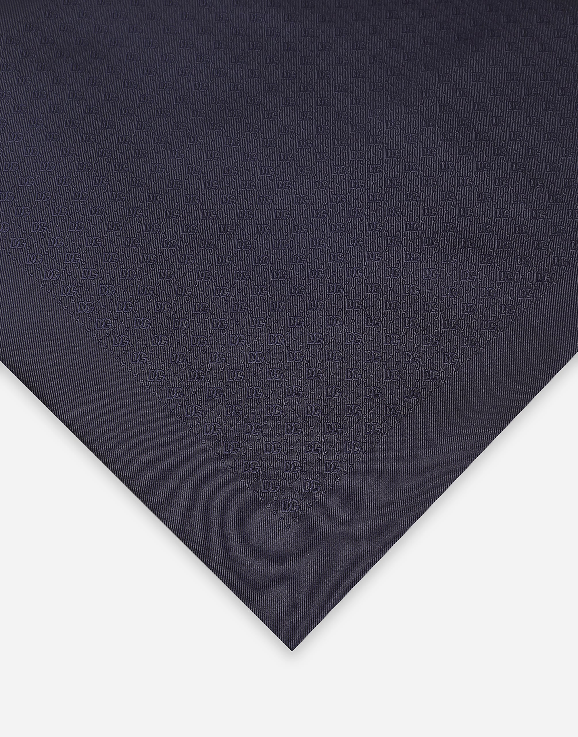  Dolce & Gabbana Silk Jacquard Pocket Square With Dg Logo - Man Ties And Pocket Squares Blue Silk Onesize 