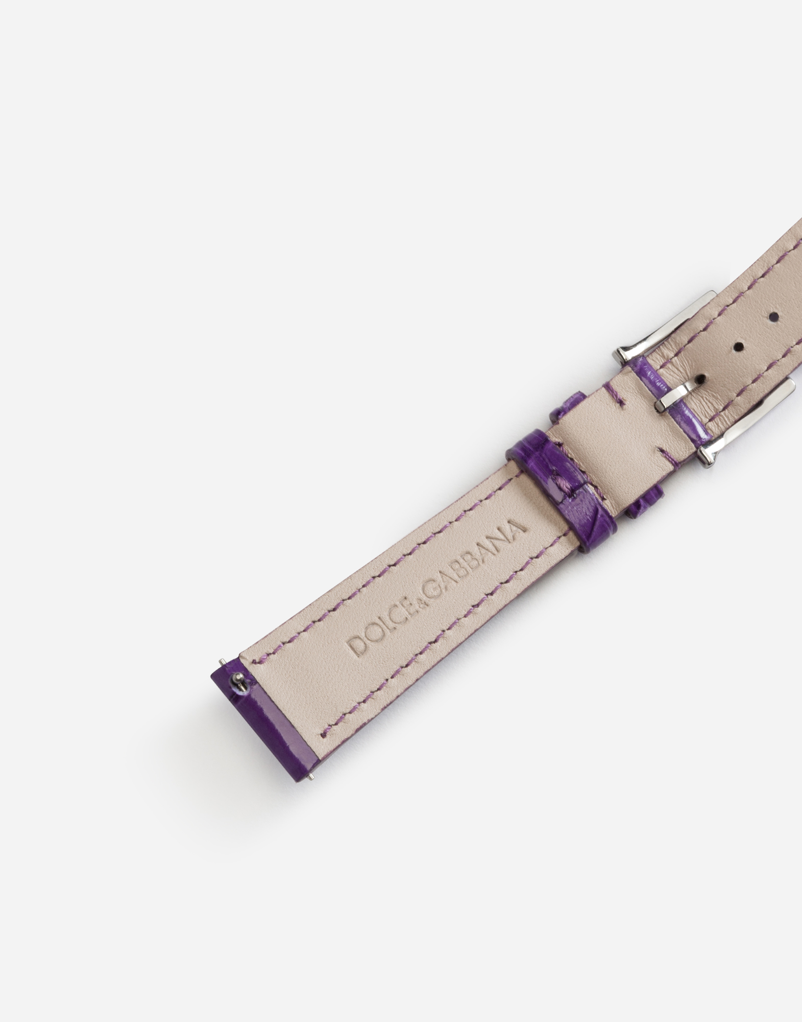 Shop Dolce & Gabbana Alligator Strap With Buckle And Hook In Steel In Violet