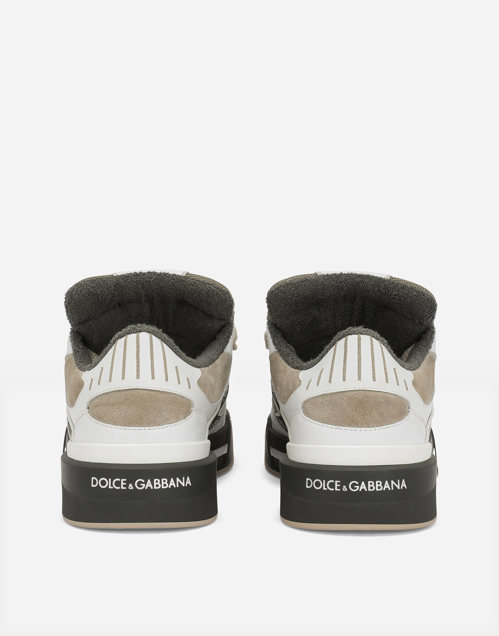 DOLCE & GABBANA MIXED-MATERIAL NEW ROMA SNEAKERS