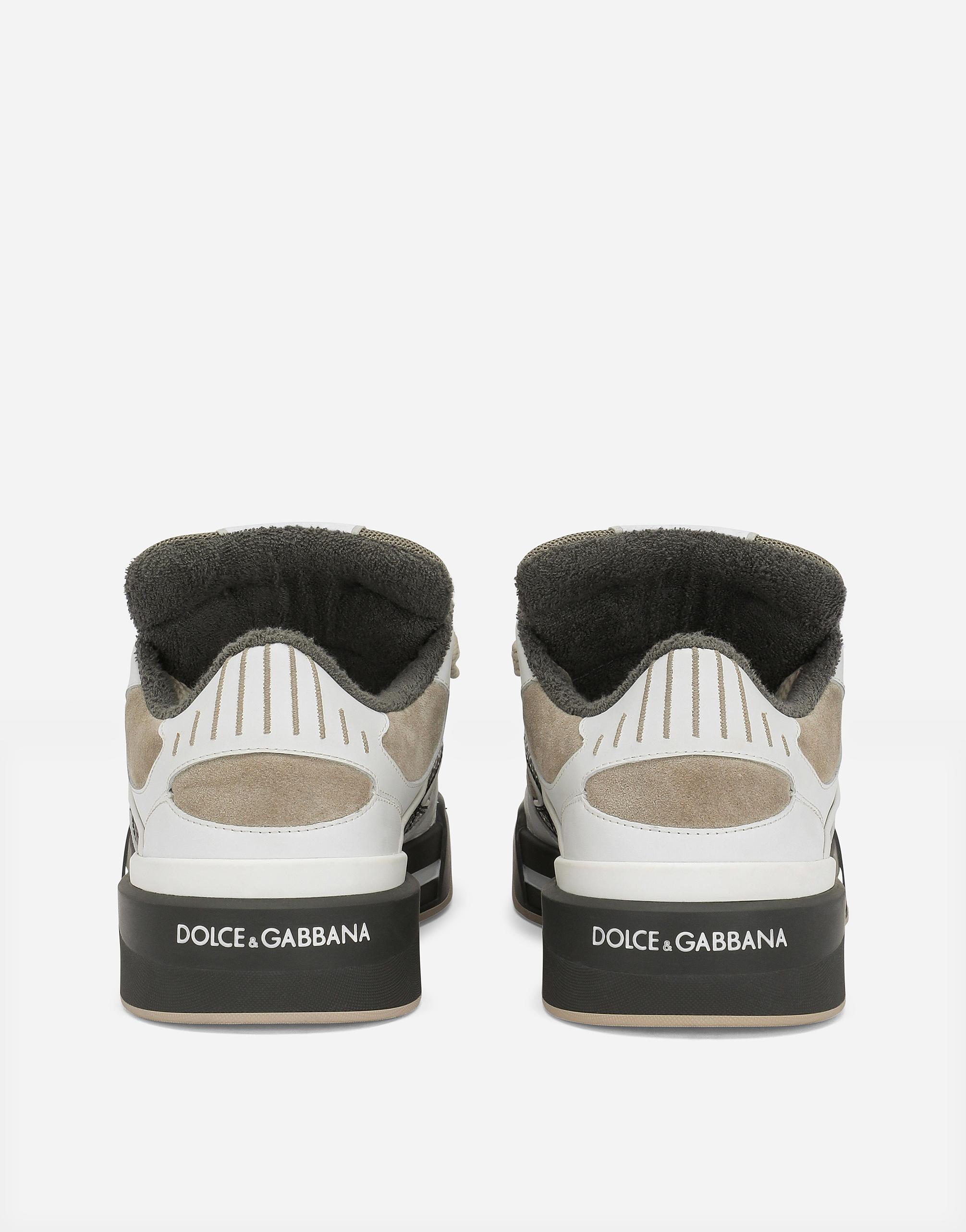 Shop Dolce & Gabbana Mixed-material New Roma Sneakers In Brown