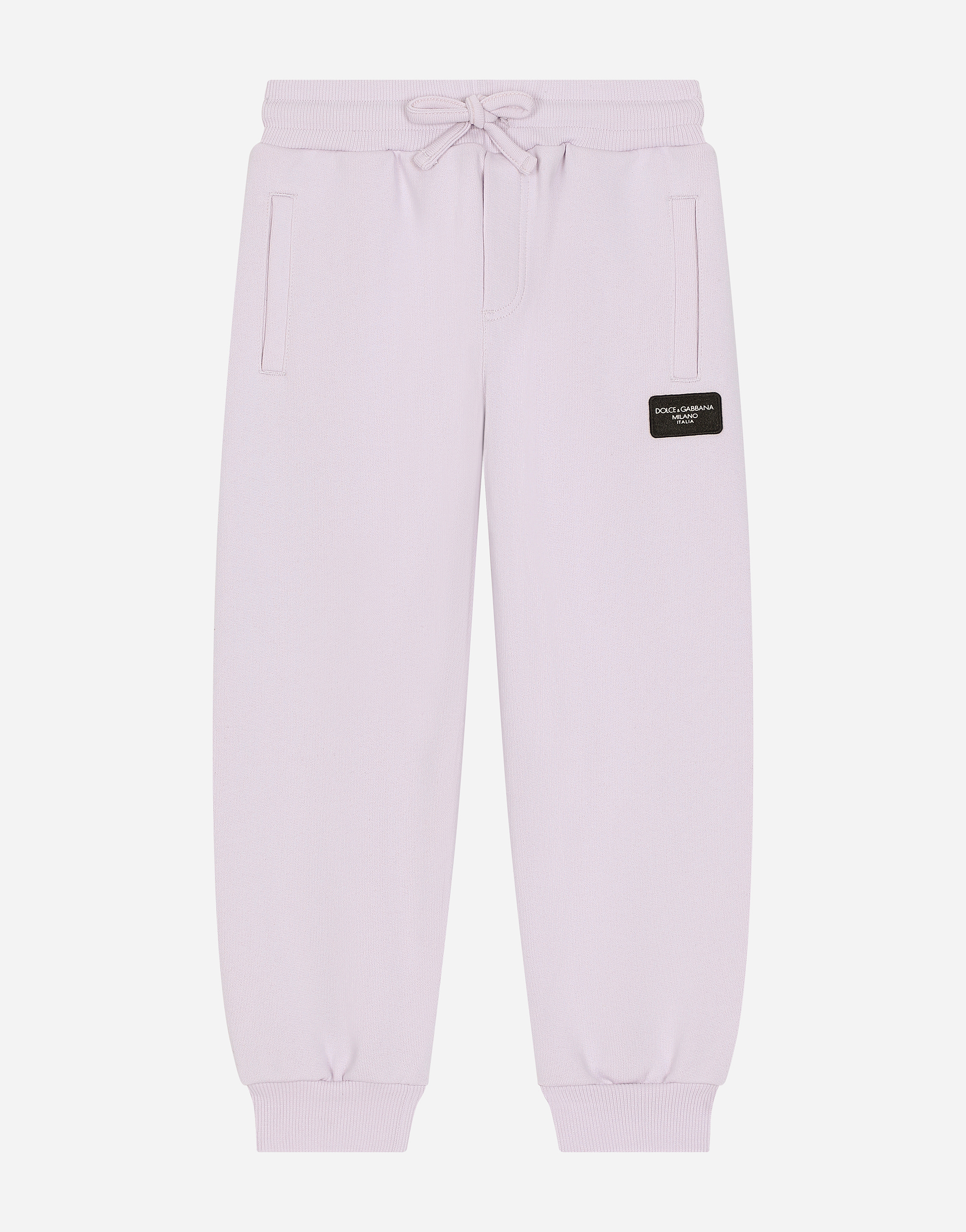 Dolce & Gabbana Jersey Jogging Pants With Logo Tag In Lilac