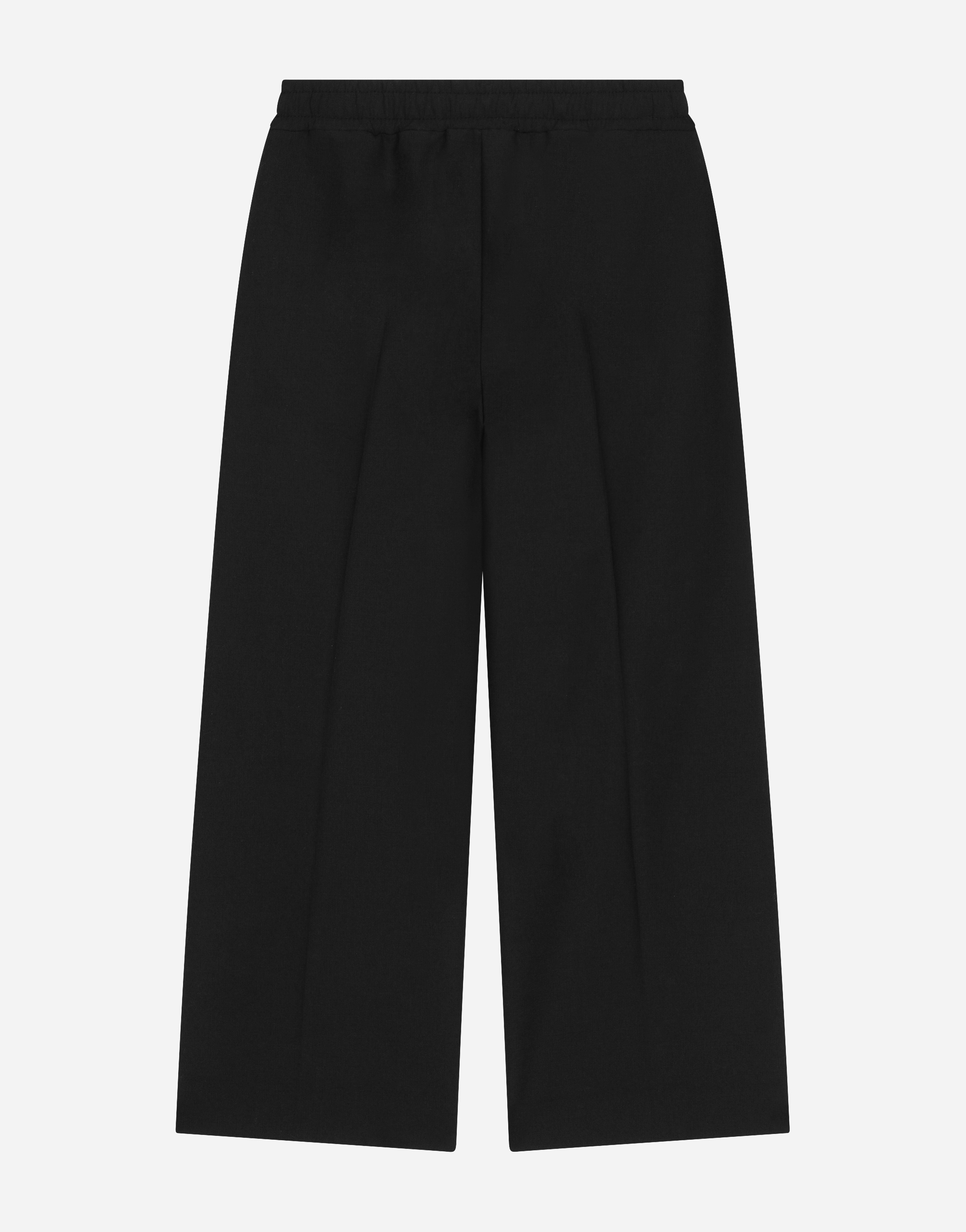 Shop Dolce & Gabbana Wool Palazzo Pants With Stretch Waistband In Black