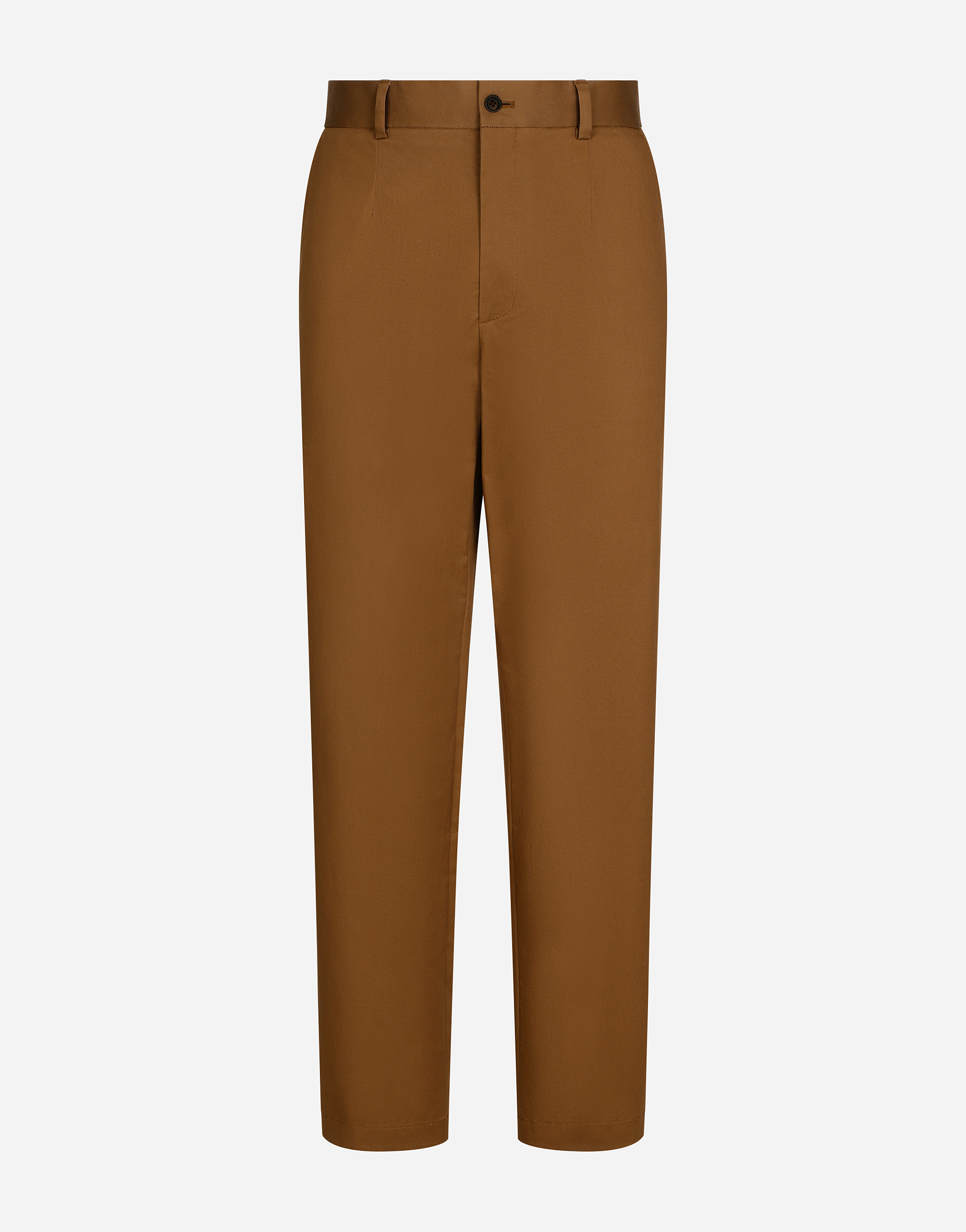Dolce & Gabbana Gabardine Stretch Pants With Logo Label In Walnut_brown