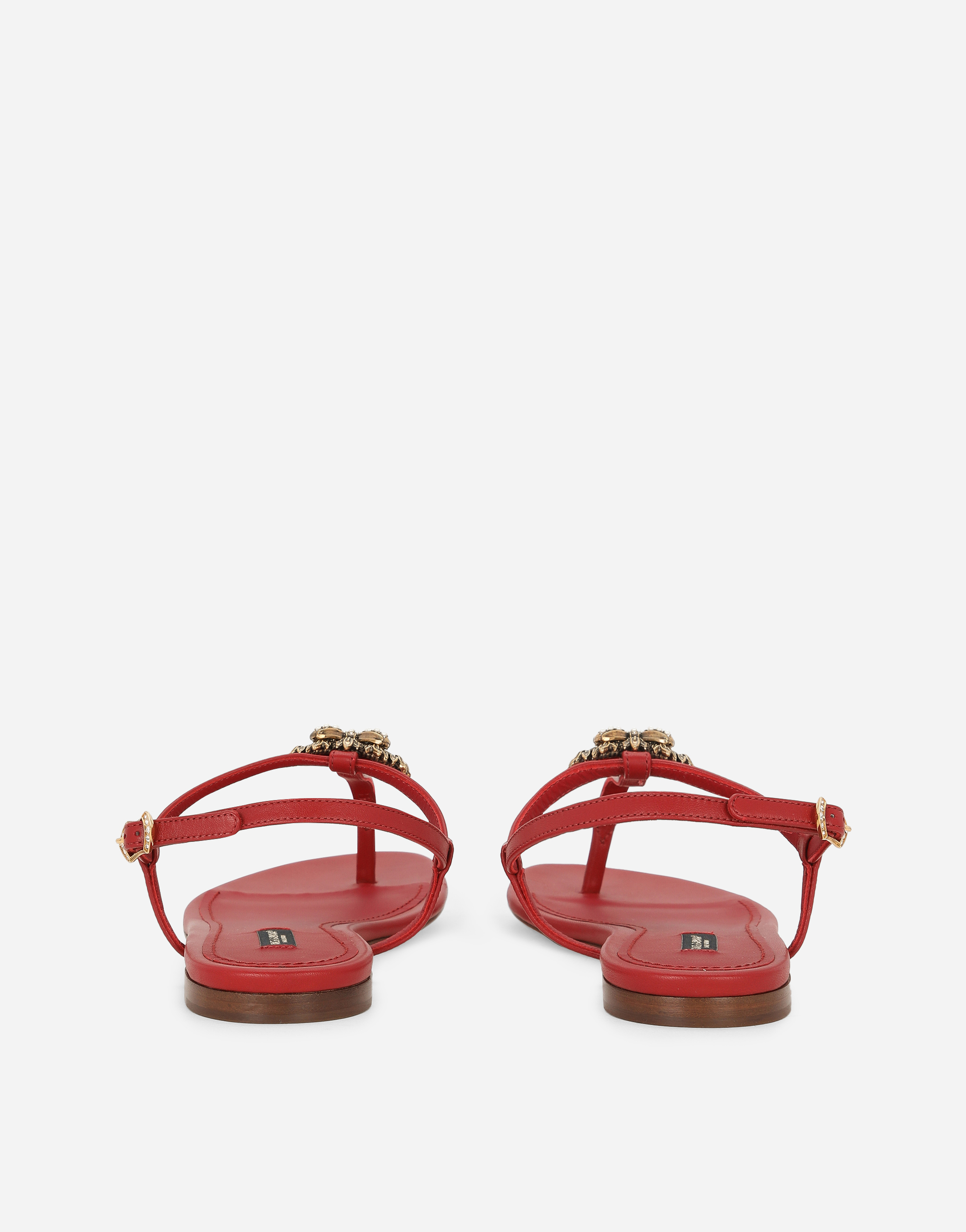 Shop Dolce & Gabbana Nappa Leather Devotion Thong Sandals In Red