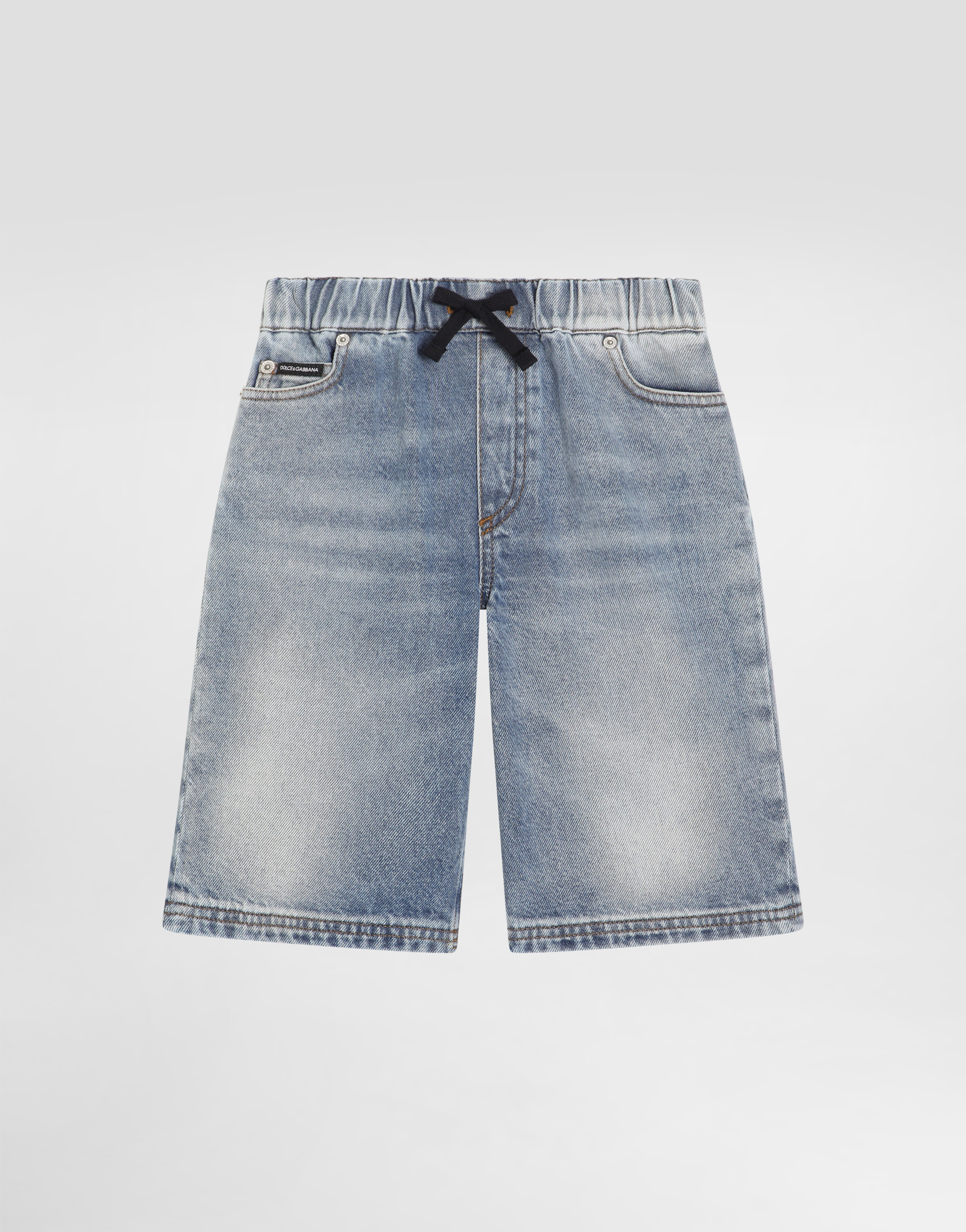 マルチカラーのボーイズ Denim bermuda shorts with salt&pepper wash