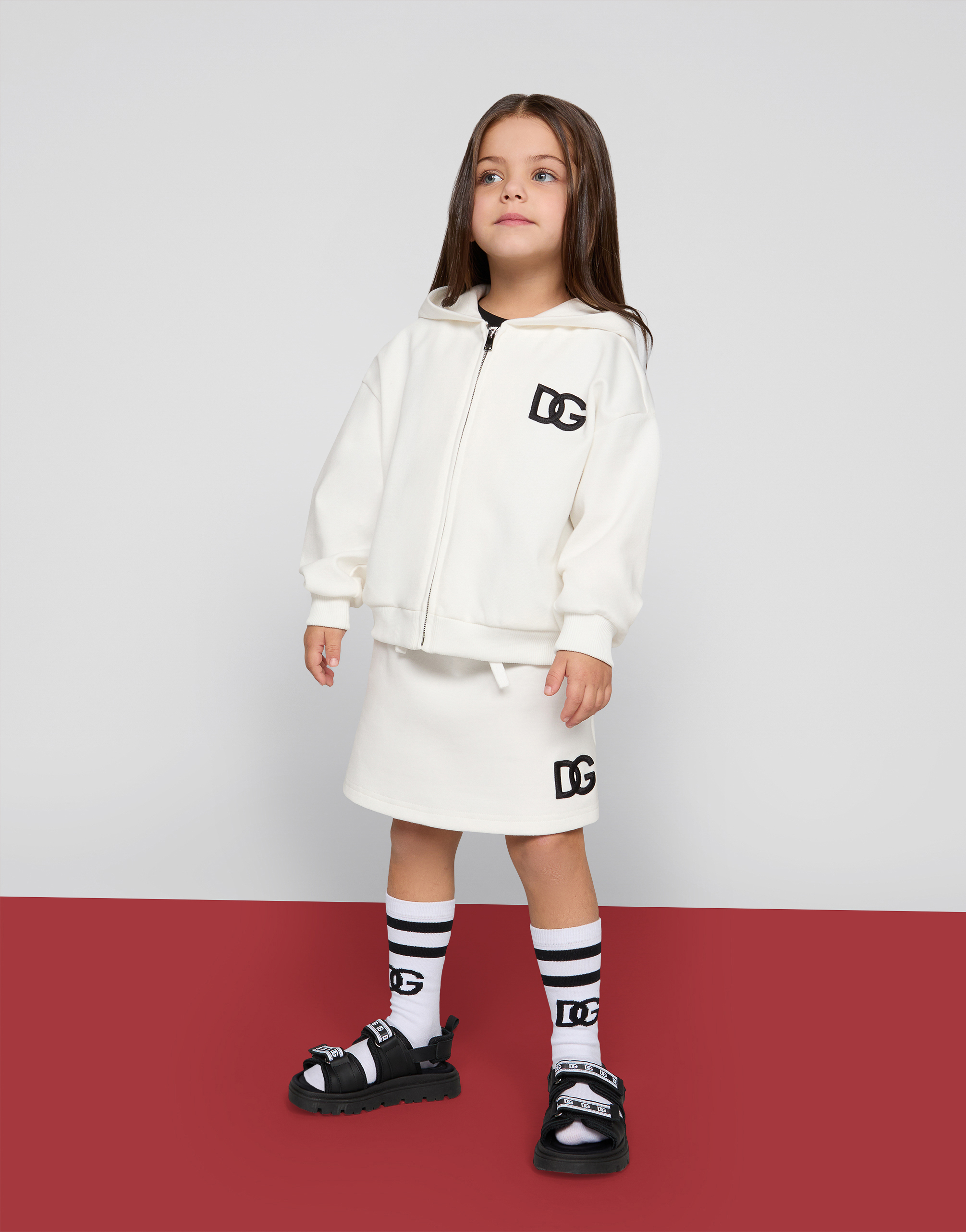 Shop Dolce & Gabbana Short Jersey Skirt With Dg Logo Embroidery In White