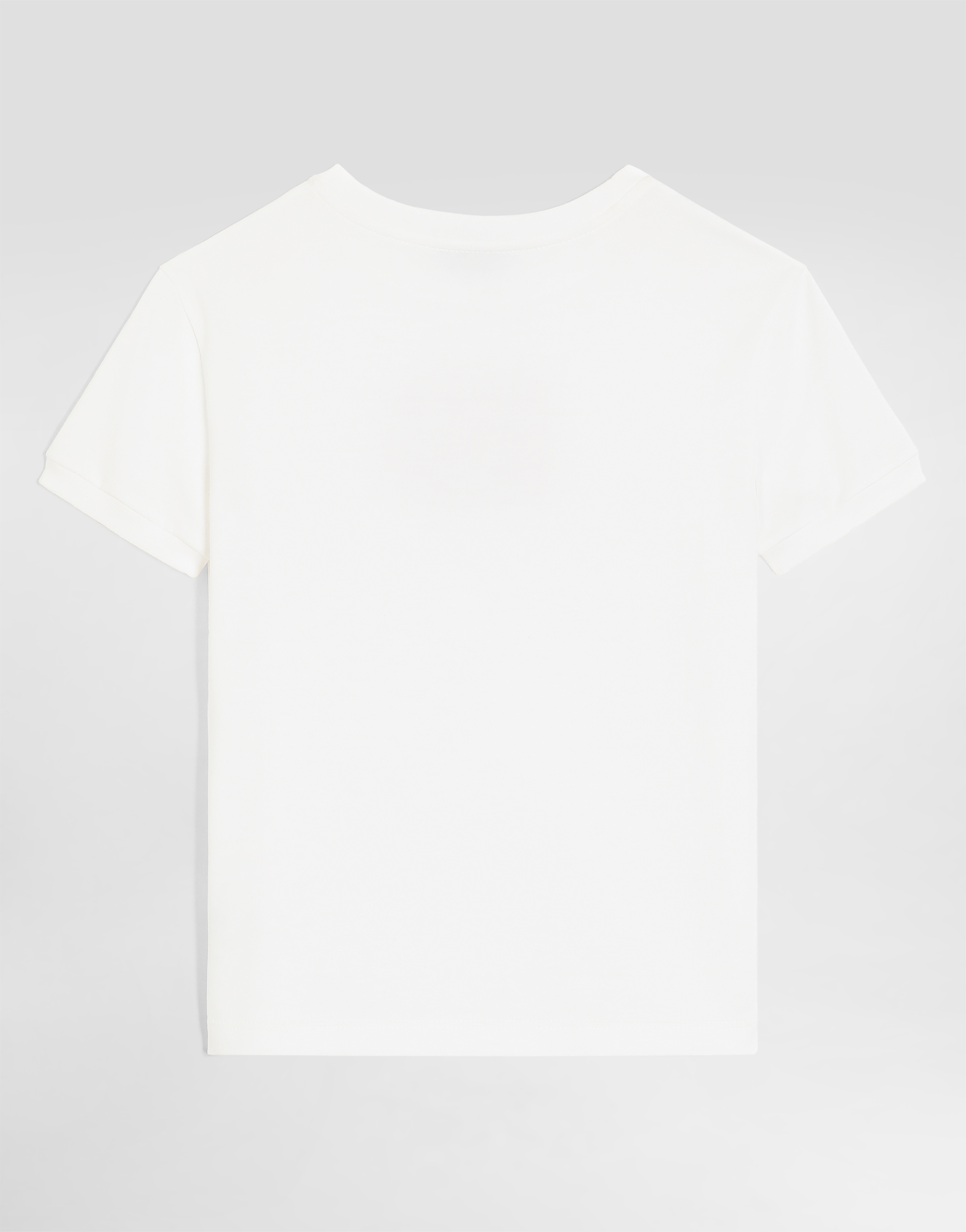 Dolce & Gabbana Jersey T-shirt With Sequin Logo Embroidery In White
