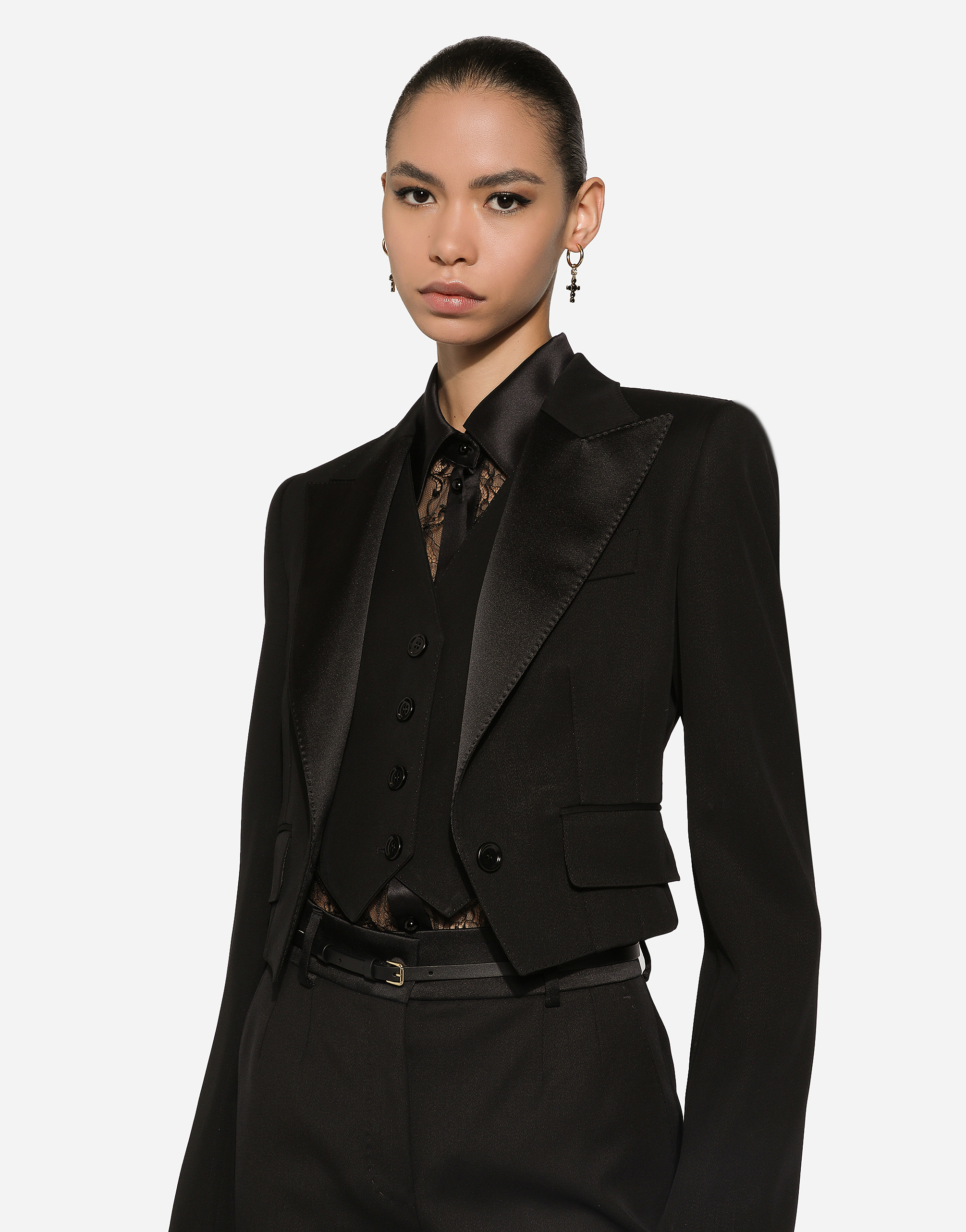 Dolce & Gabbana Wool Gabardine Short Jacket In ブラック