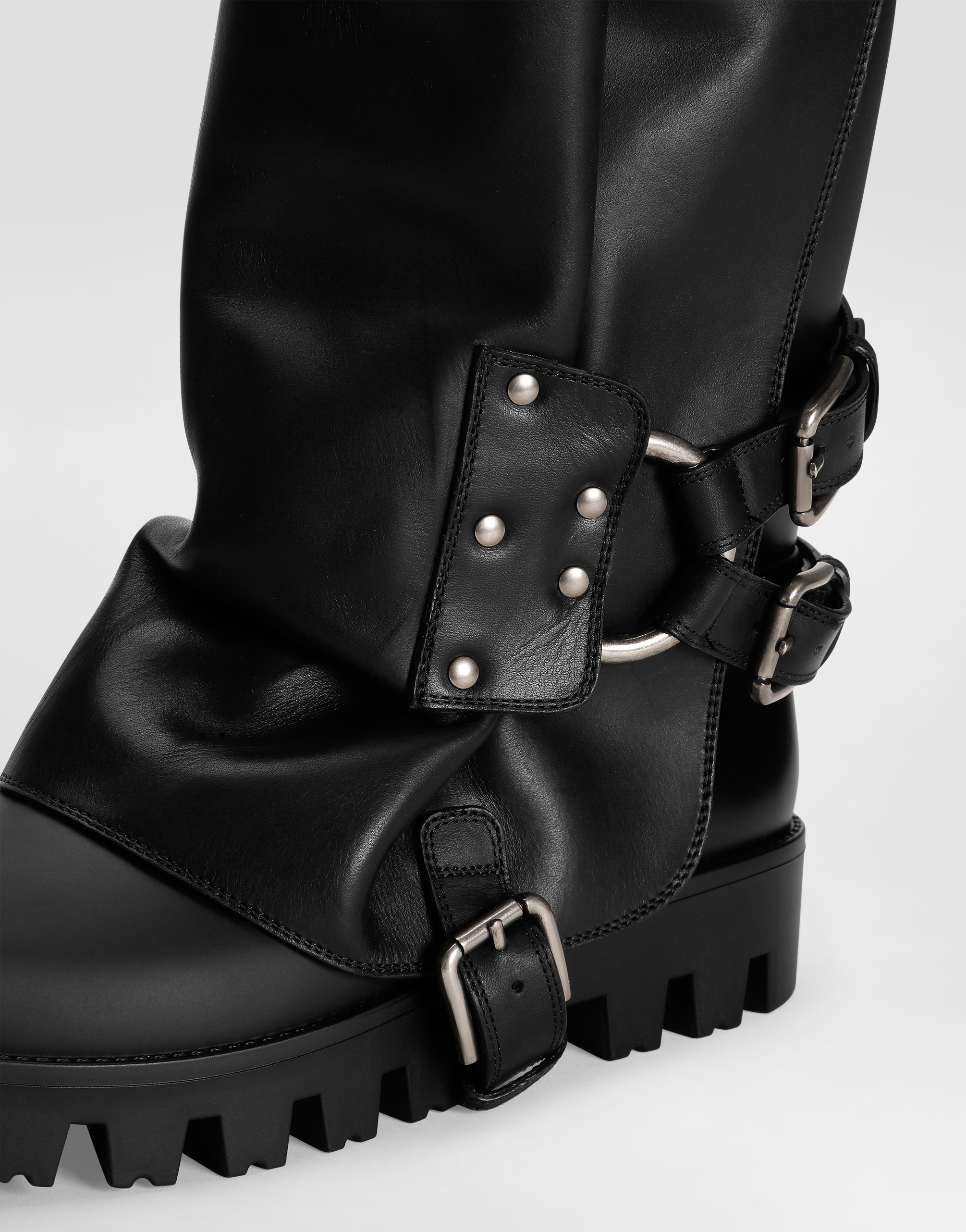 Dolce & Gabbana Boots In Rubber And Calfskin In Black