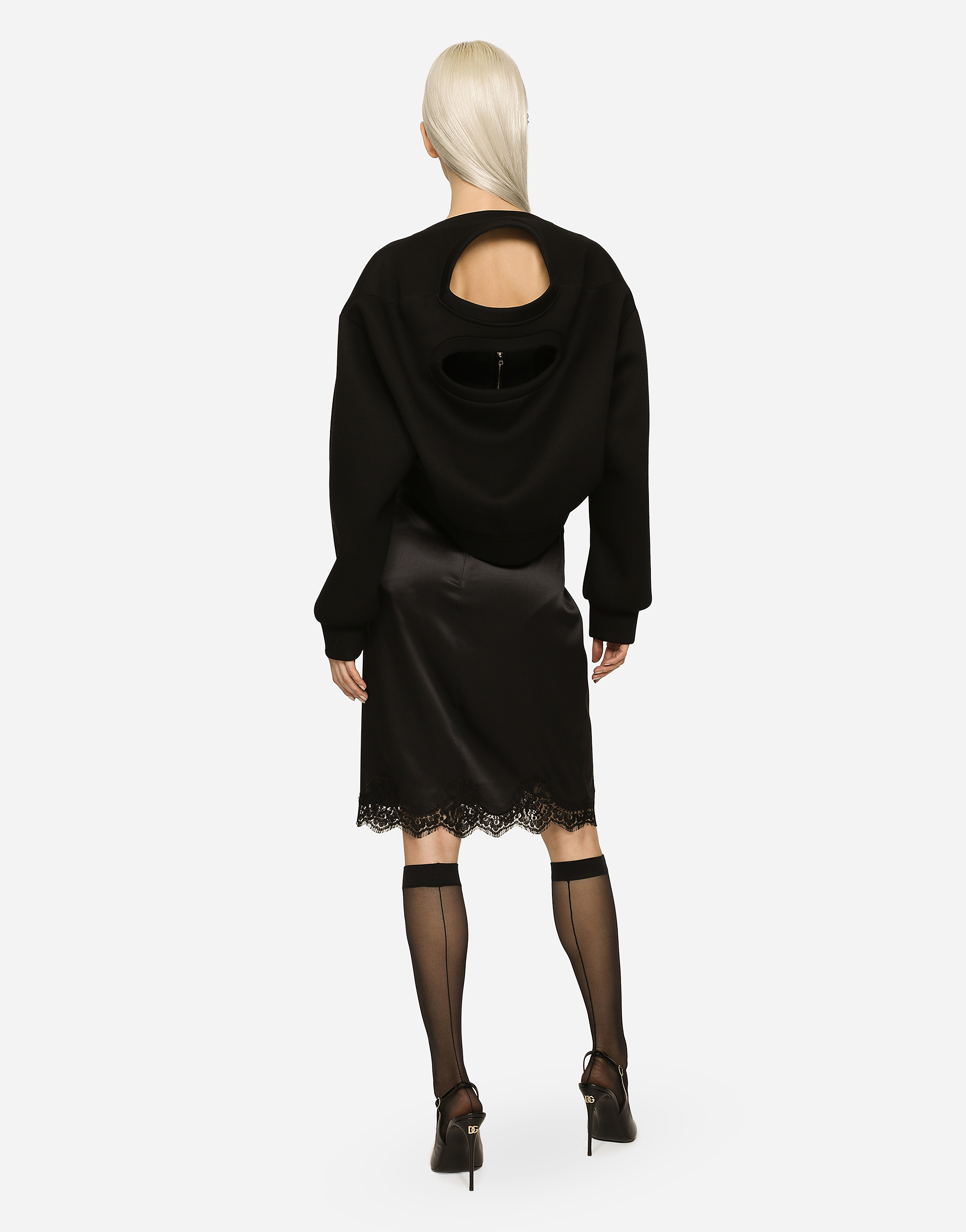 DOLCE & GABBANA TECHNICAL JERSEY SWEATSHIRT WITH CUT-OUT AND DOLCE&GABBANA TAG