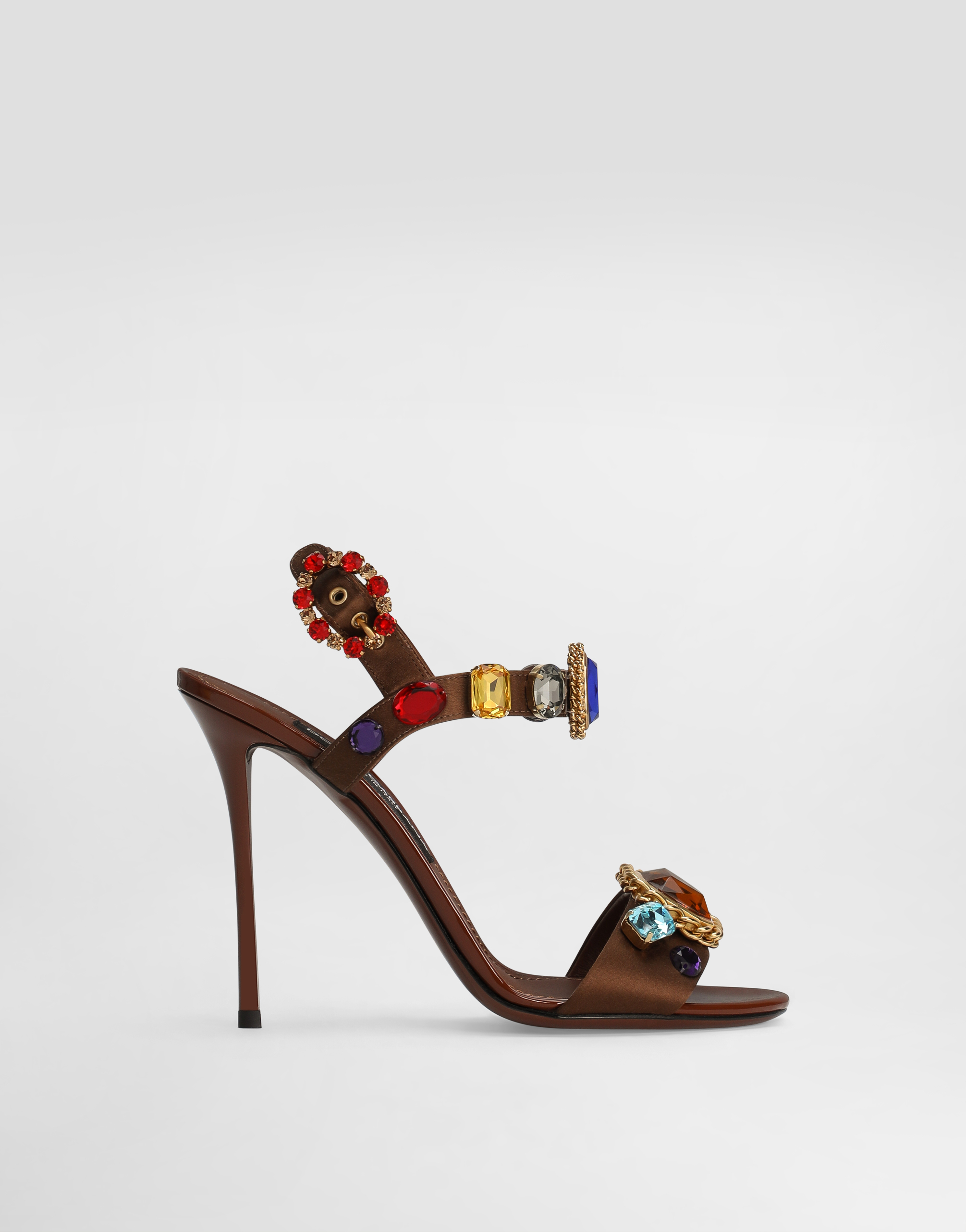 Satin and patent leather keira 2.0 sandals with embellishments in