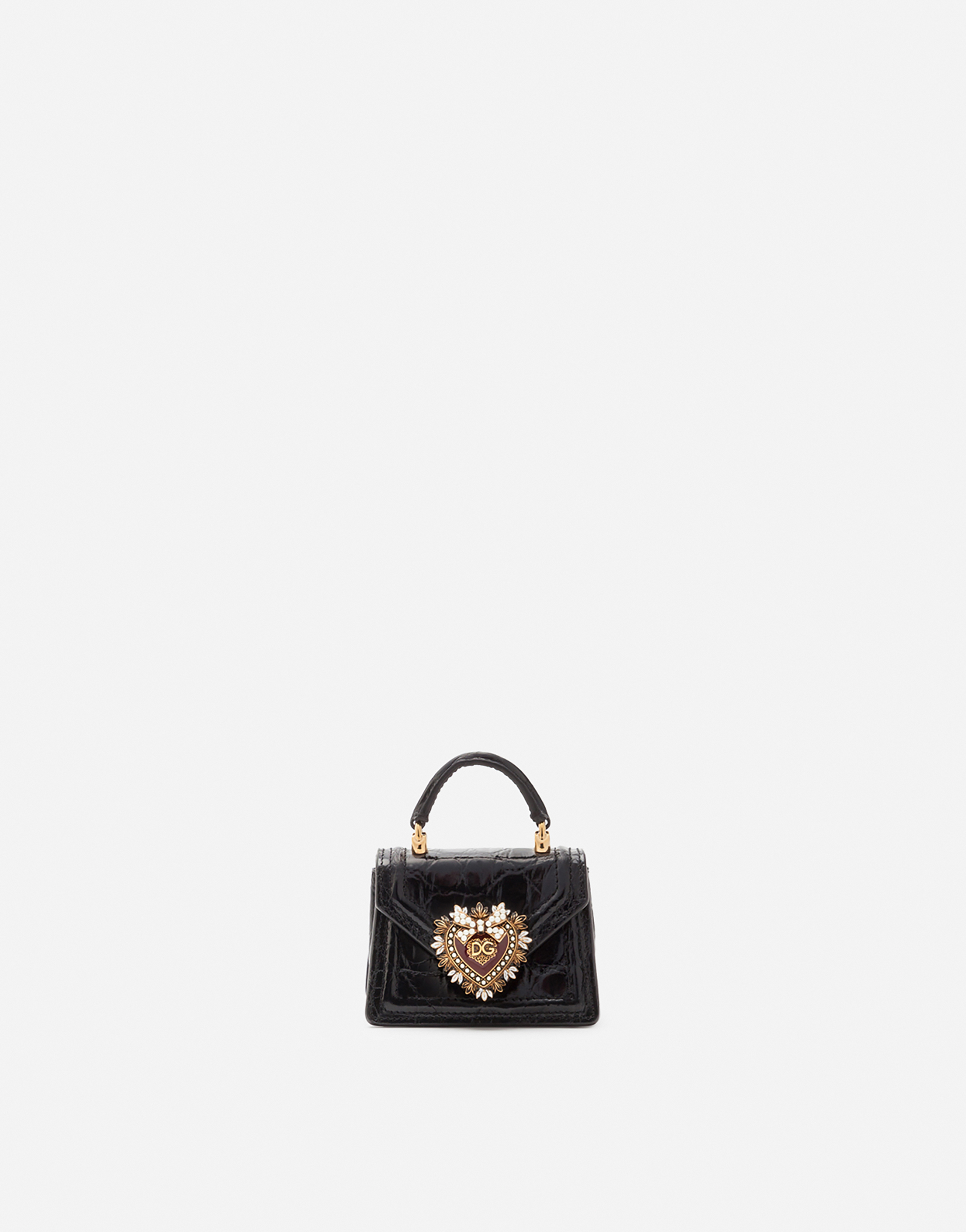 Devotion micro bag in crocodile flank leather in Black for Women