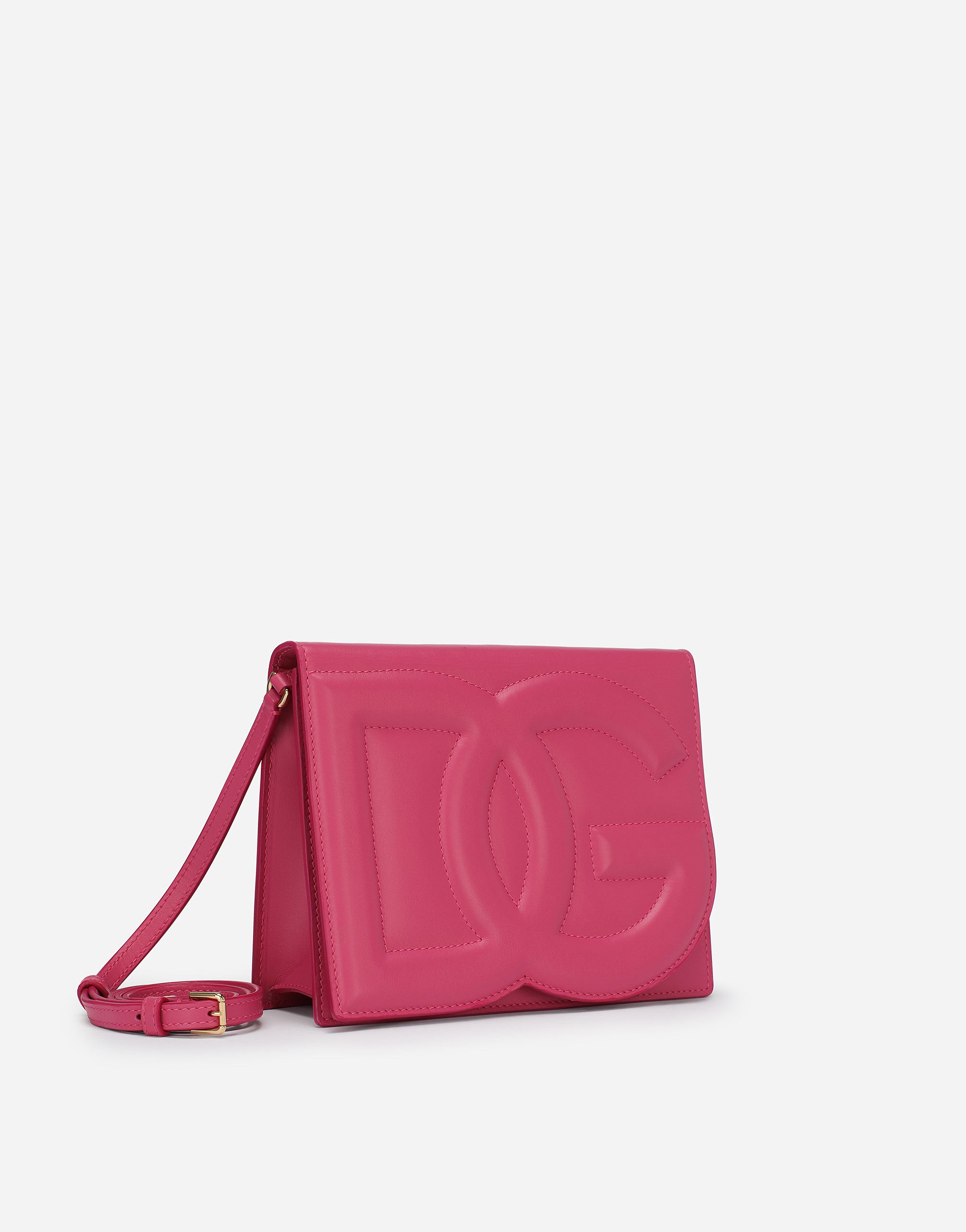 Shop Dolce & Gabbana Calfskin Logo Crossbody Bag In Lilac