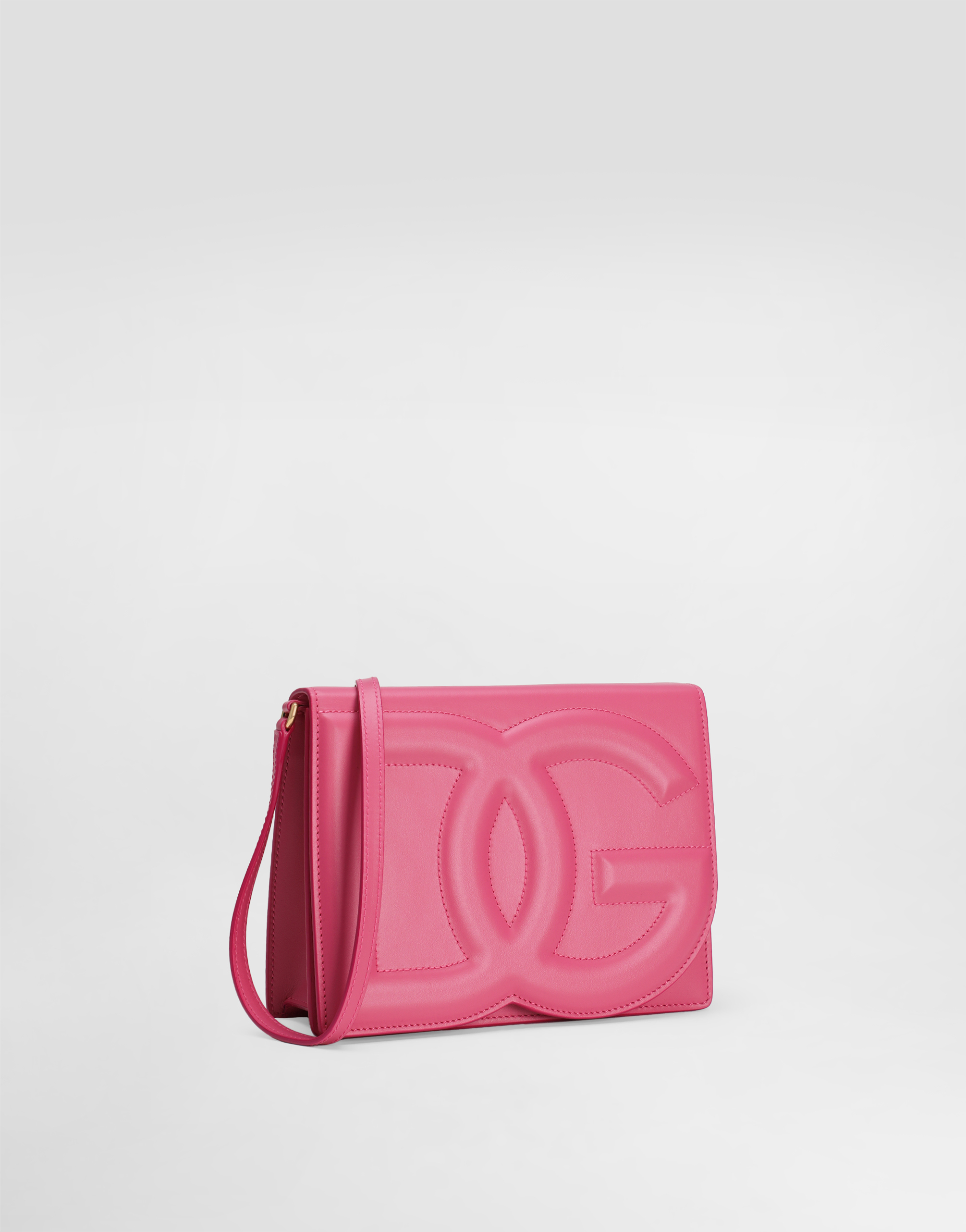 Shop Dolce & Gabbana Calfskin Logo Crossbody Bag In Lilac