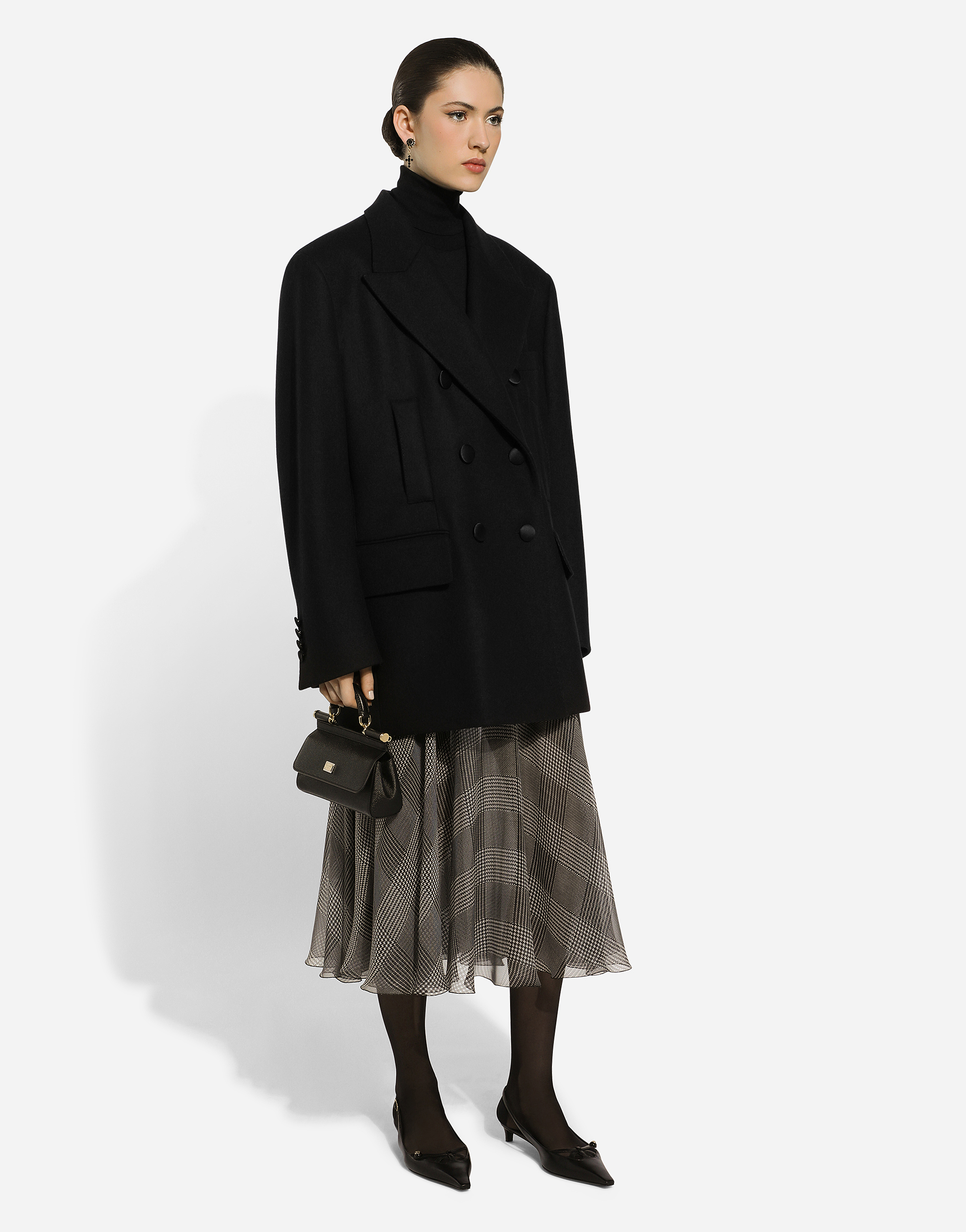 Oversize double-breasted wool baize jacket