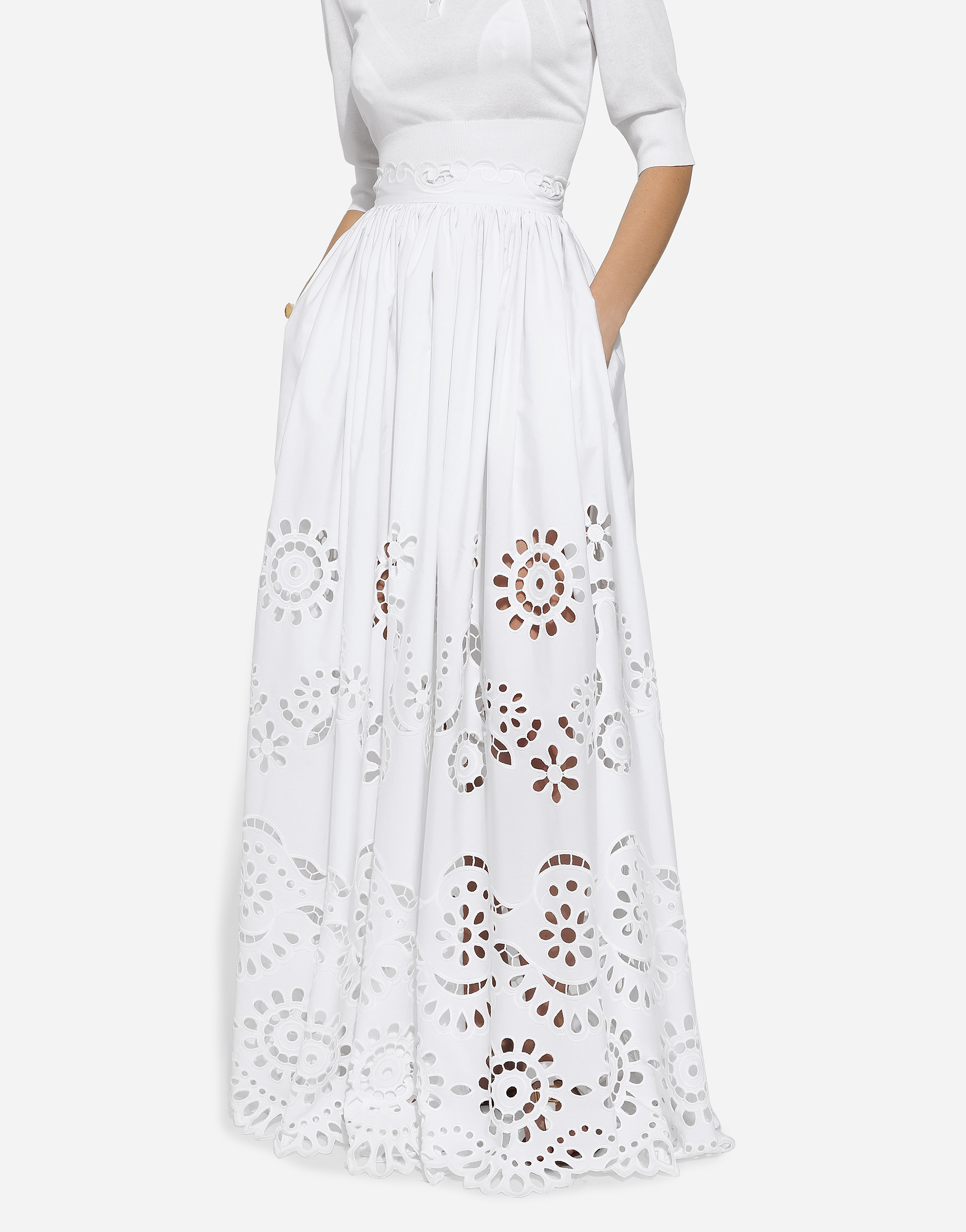 Dolce & Gabbana Long Circle Skirt With Cut-out In ホワイト