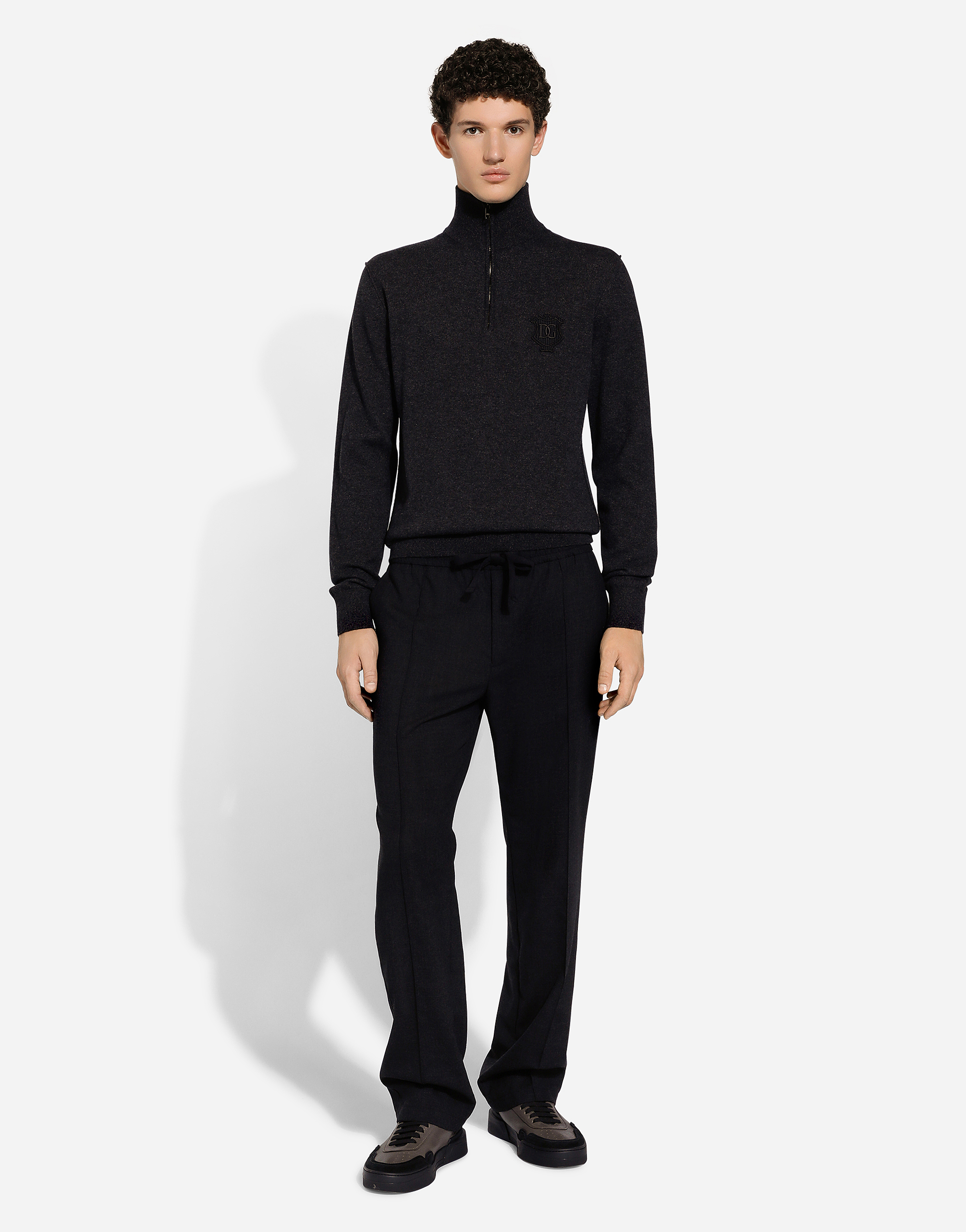  Dolce & Gabbana Pullover Aus Kaschmir Mit Hohem Kragen Und Reißverschluss - Mann Strickwaren Grau 46 