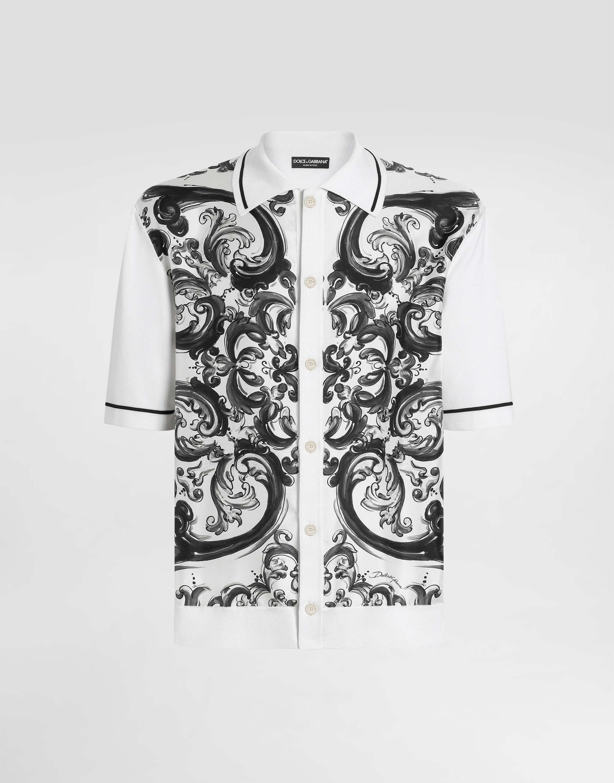 Dolce & Gabbana Majolica-print Oversized Silk And Cotton Shirt - Man Sweaters And Cardigans Multicolor L