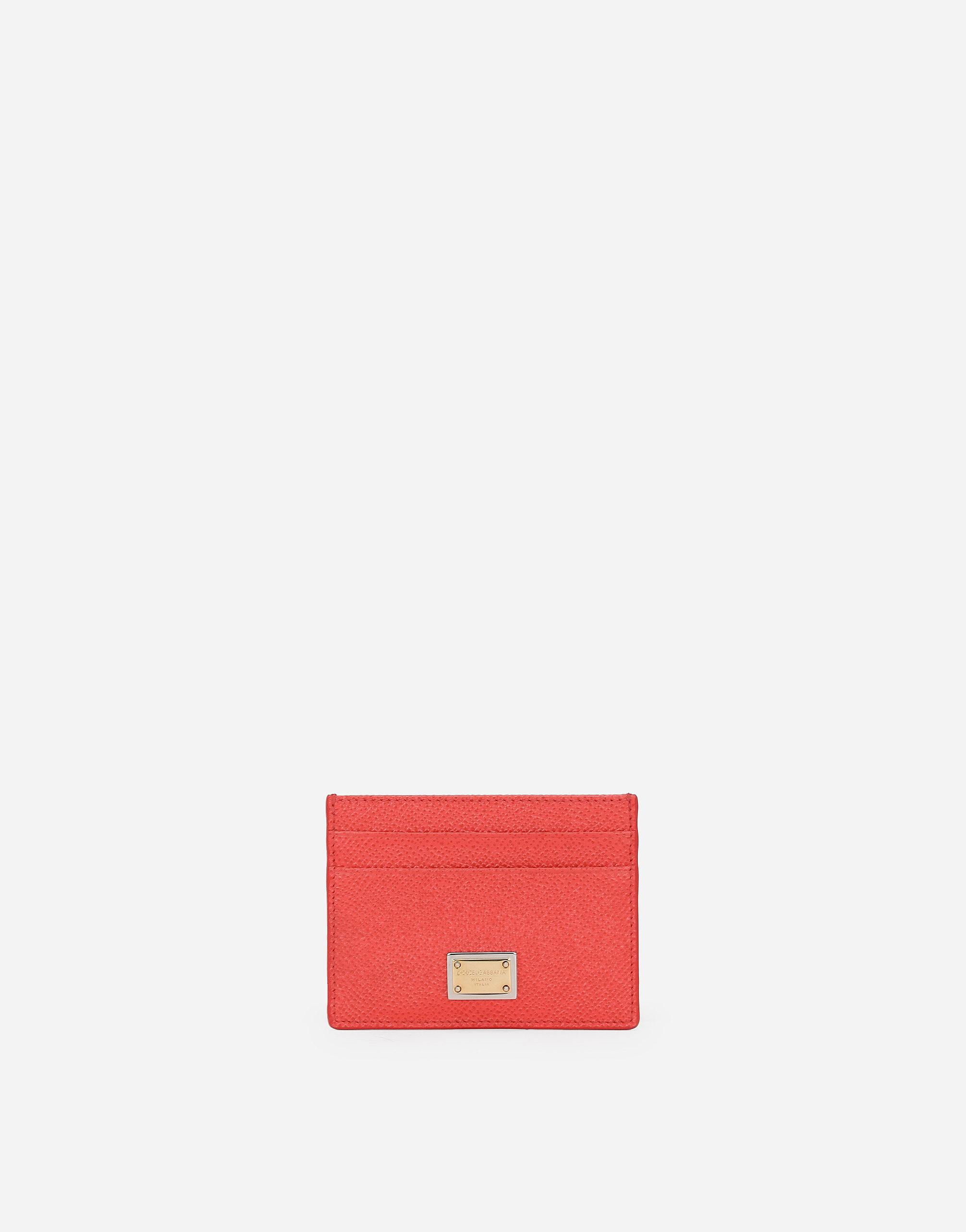 Dolce & Gabbana Women Dauphine Card Holder With Logo Plaque In オレンジ