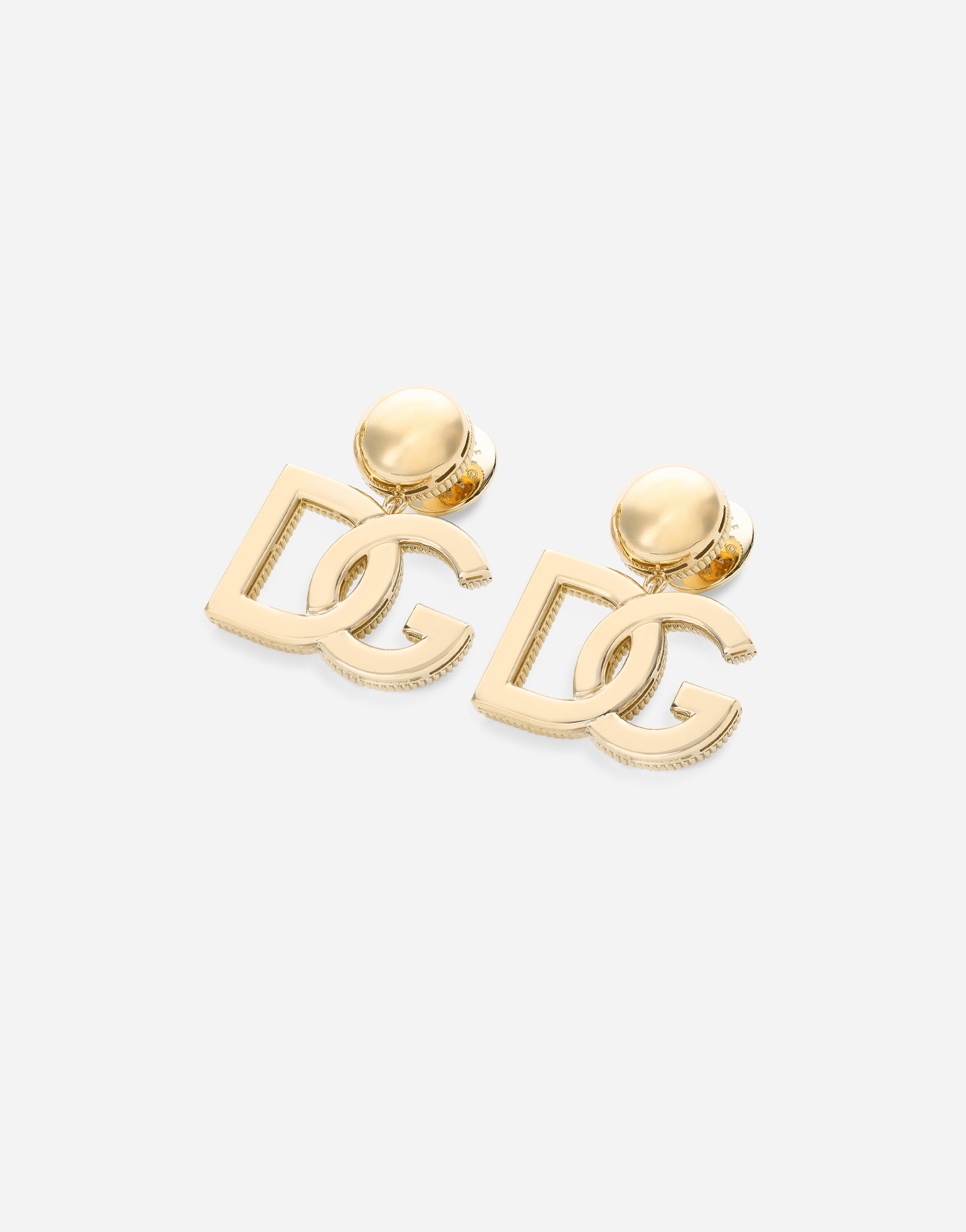 DOLCE & GABBANA LOGO EARRINGS IN YELLOW 18KT GOLD