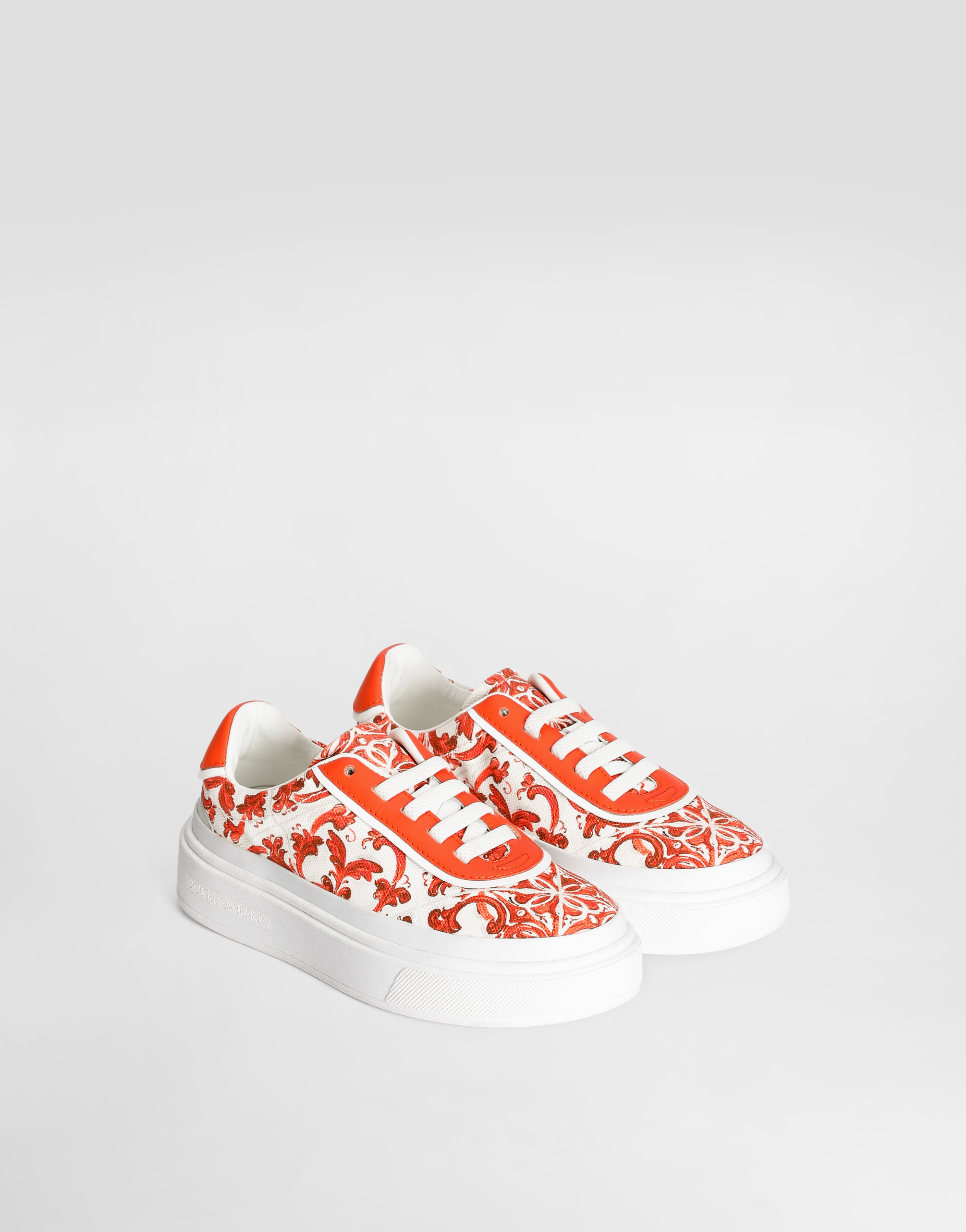  Dolce & Gabbana Sneaker Dg Girlie Up Aus Canvas Mit Majolika-print - Frau Schuhe (27-40) Multicolor 37 
