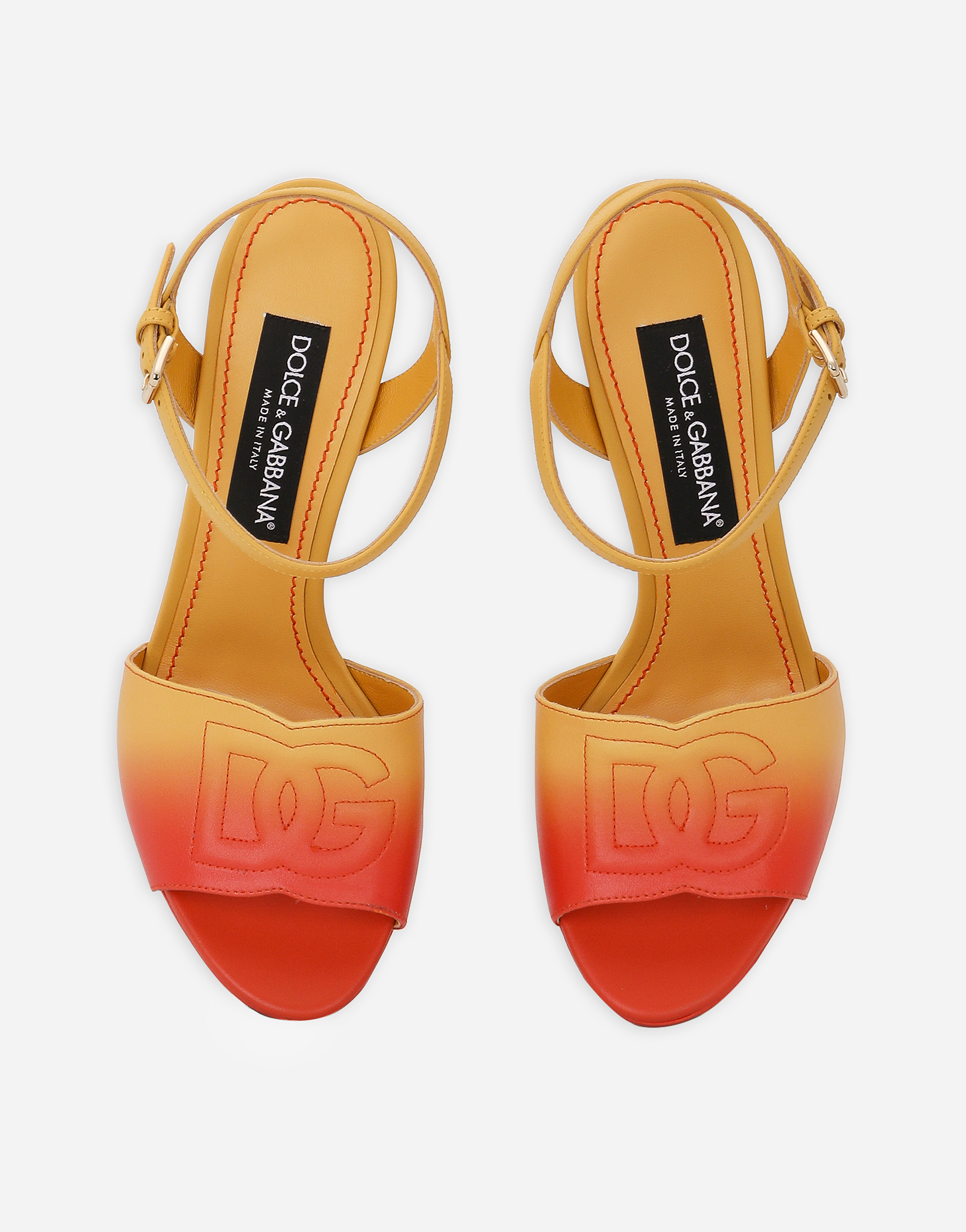 Shop Dolce & Gabbana Calfskin Platform Sandals In Orange