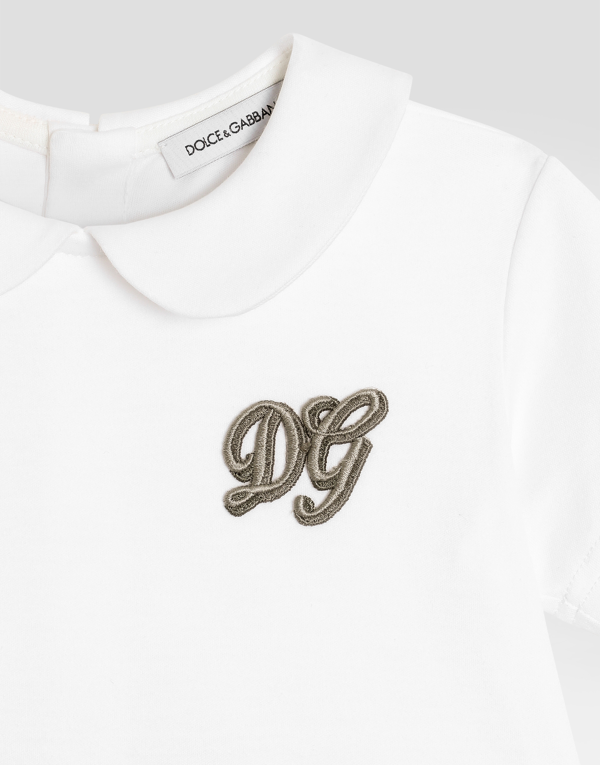  Dolce & Gabbana Interlock And Linen Romper With Dg Embroidery - Mann Geschenk-set Und Body Mehrfarbig 3/6 Months 