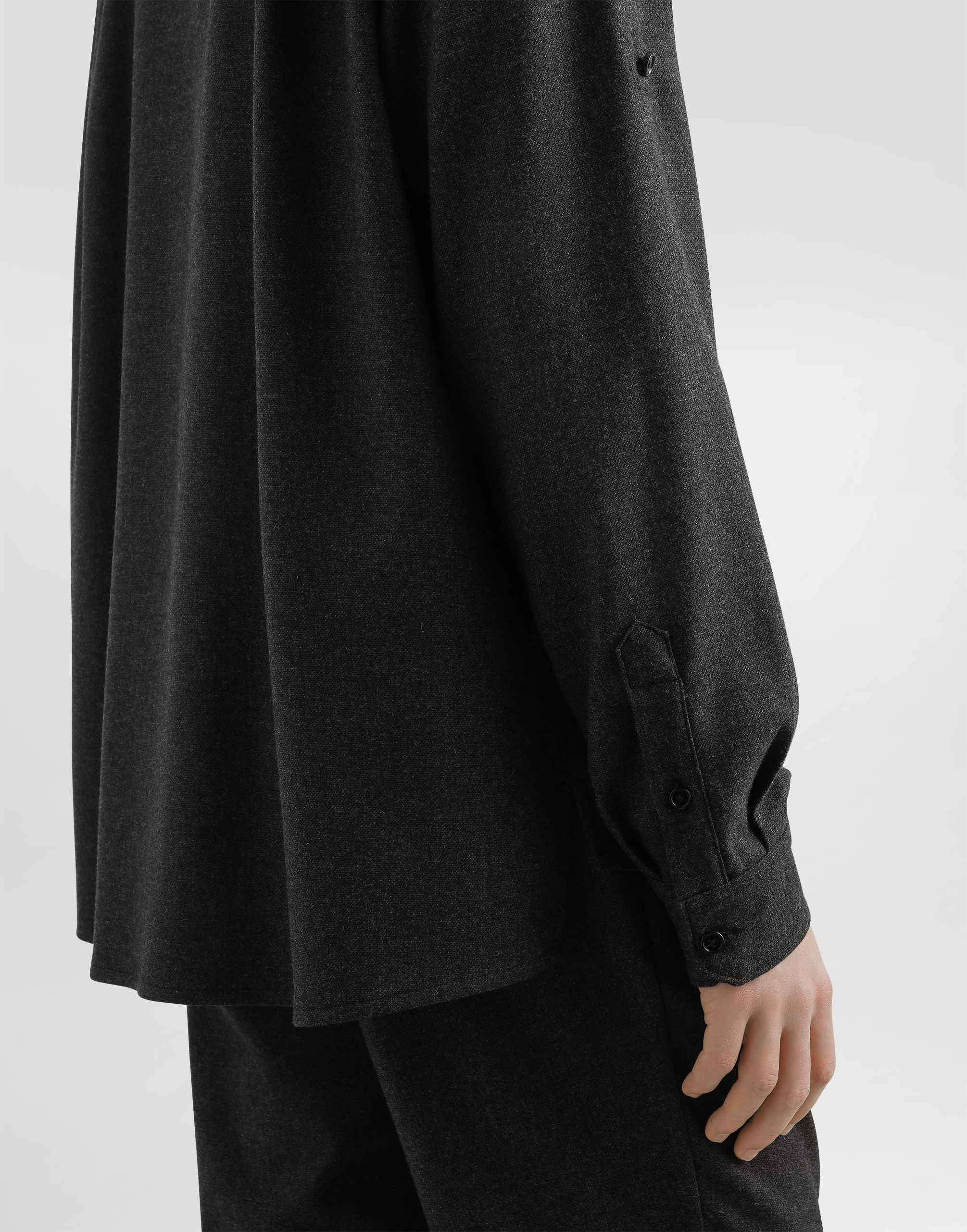 Dolce & Gabbana Melange Wool Wicker Shirt In Gray