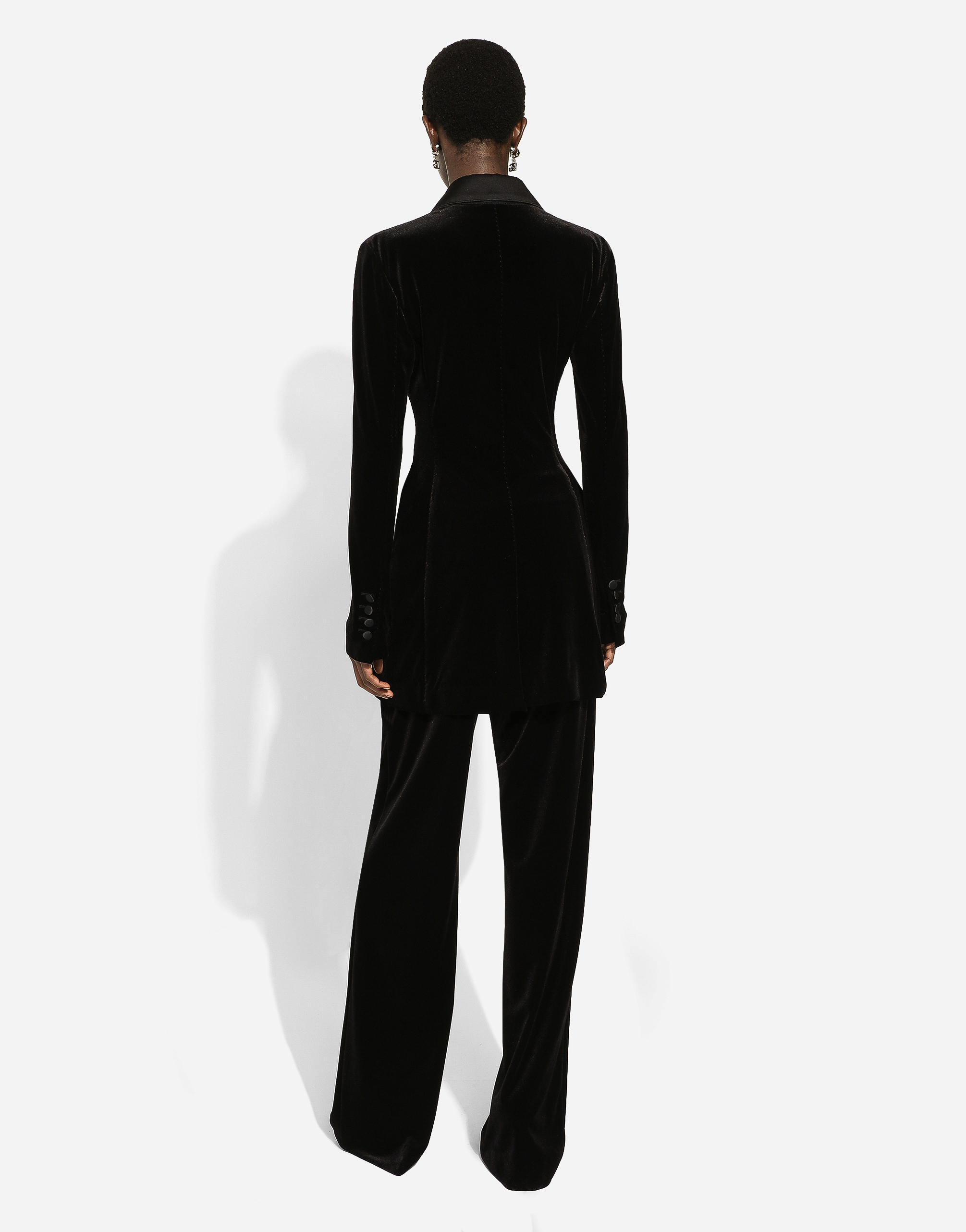 Dolce & Gabbana Velour Flared Trousers In Black