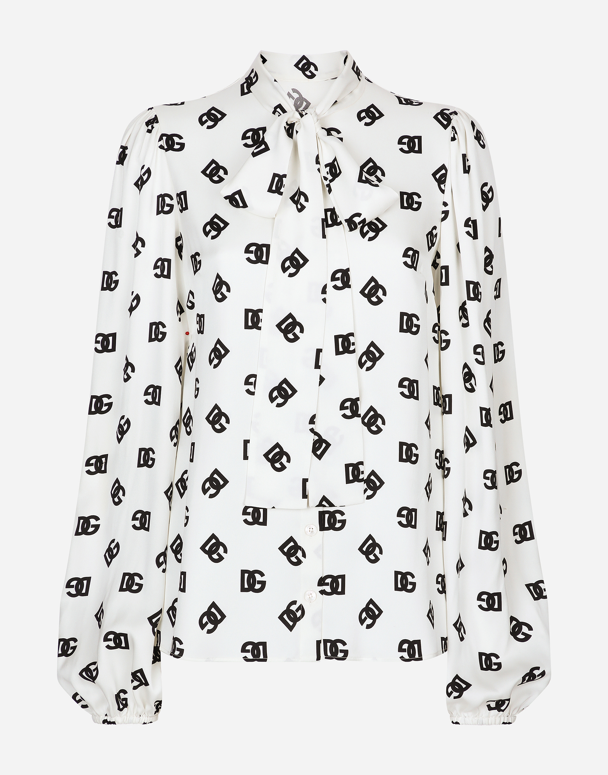 Dolce & Gabbana Logo-print Attached-scarf Shirt In Print