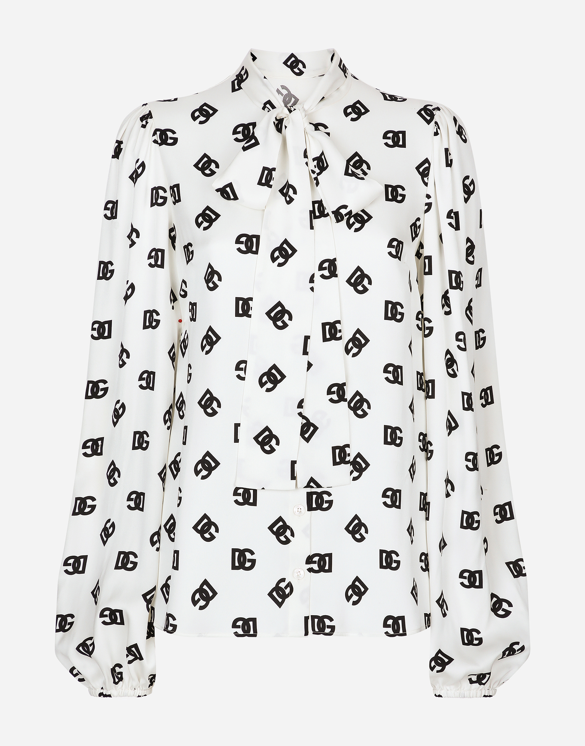 Shop Dolce & Gabbana Charmeuse Shirt With All-over Dg Logo Print