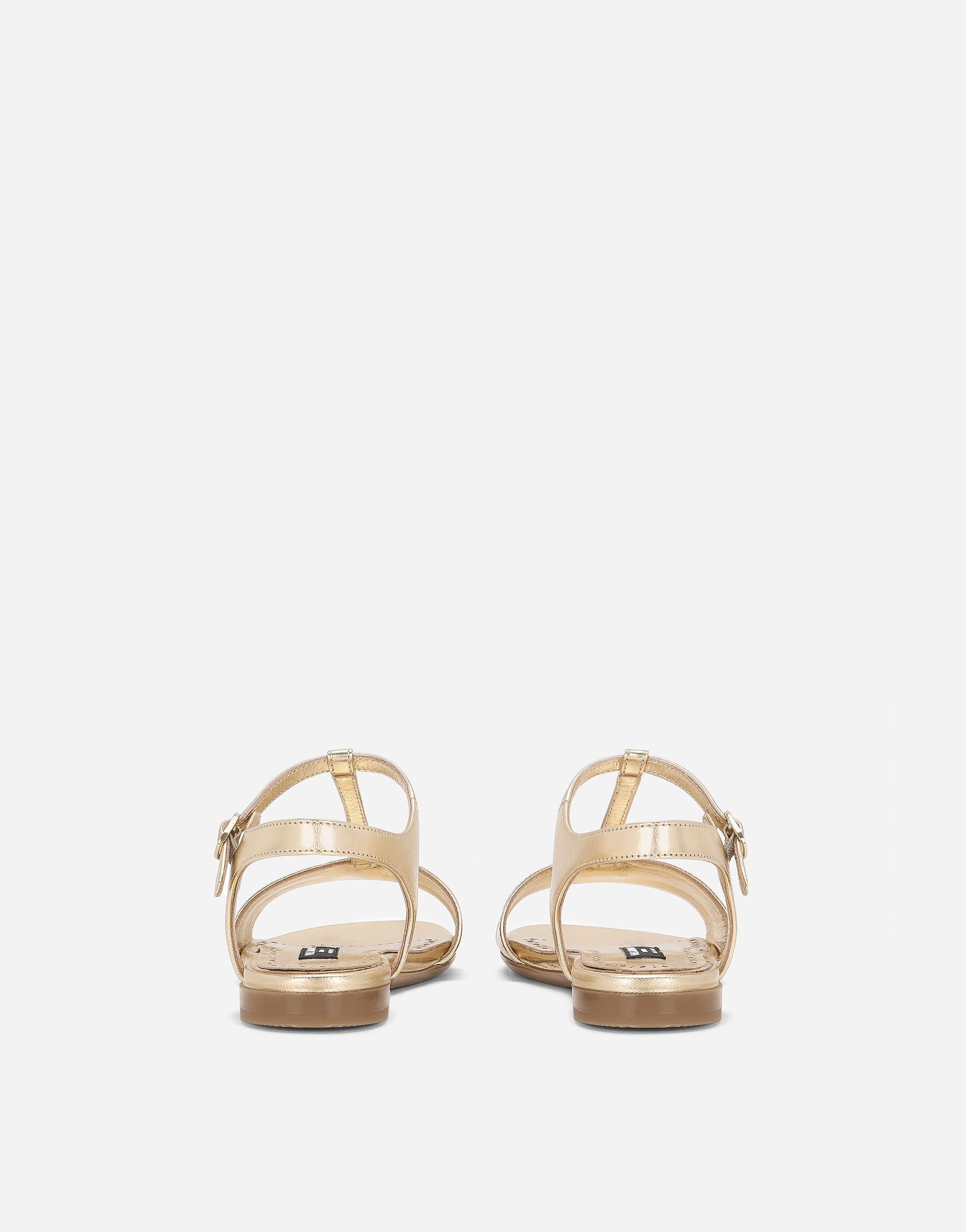 Shop Dolce & Gabbana Foiled Leather Sandals In Gold