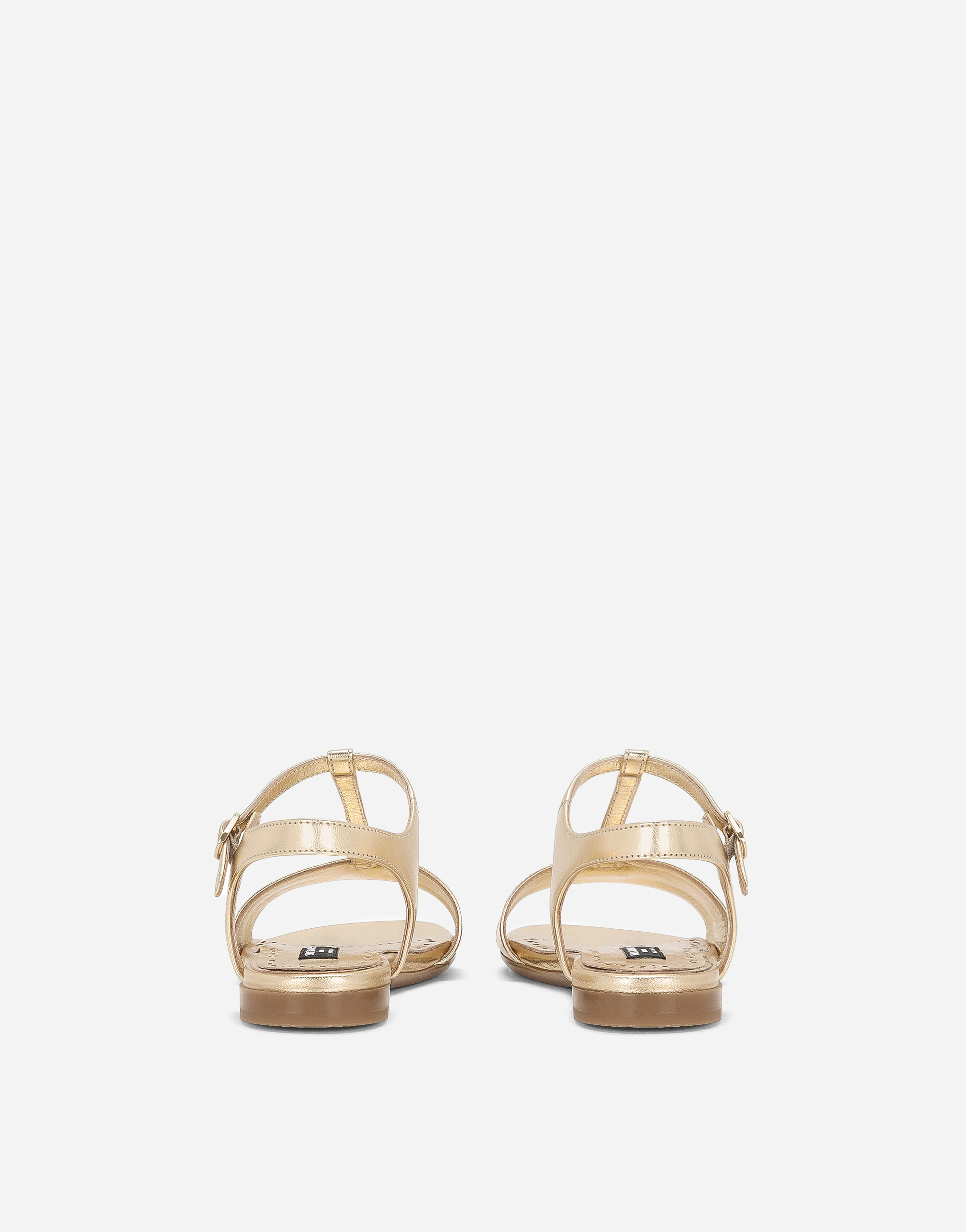 Dolce & Gabbana Foiled Leather Sandals In Gold