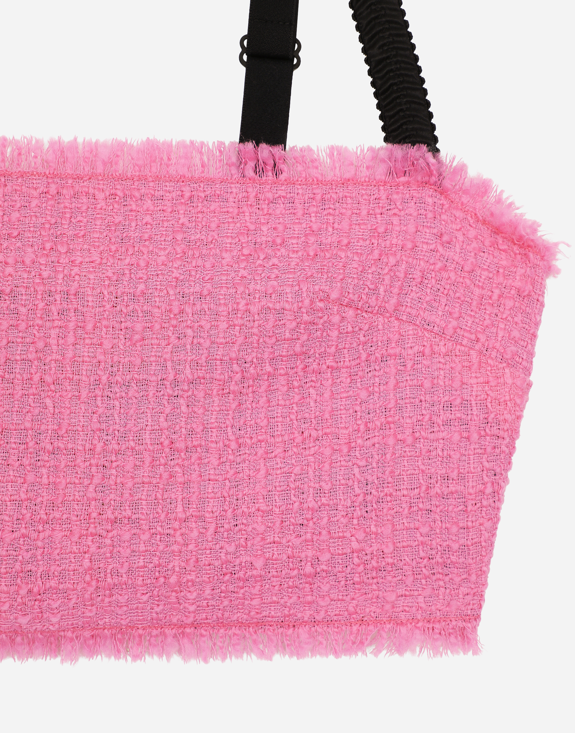 Dolce & Gabbana Raschel Tweed Crop Top With Straps In ピンク
